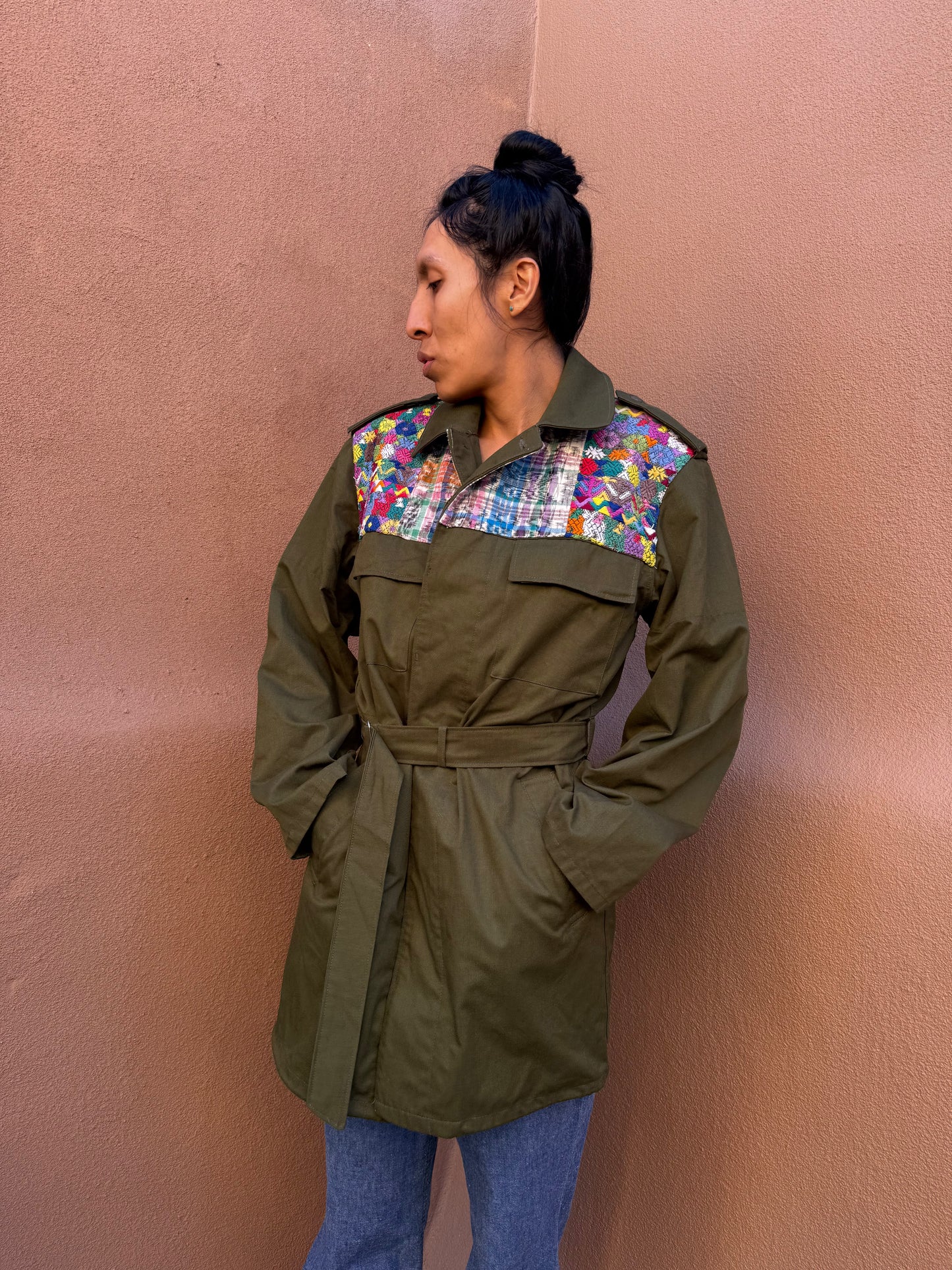 Upcycled Military Field Jacket — Midcentury Huipil Edition I