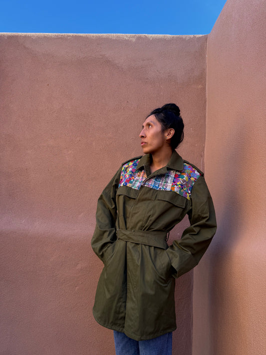Upcycled Military Field Jacket — Midcentury Huipil Edition I
