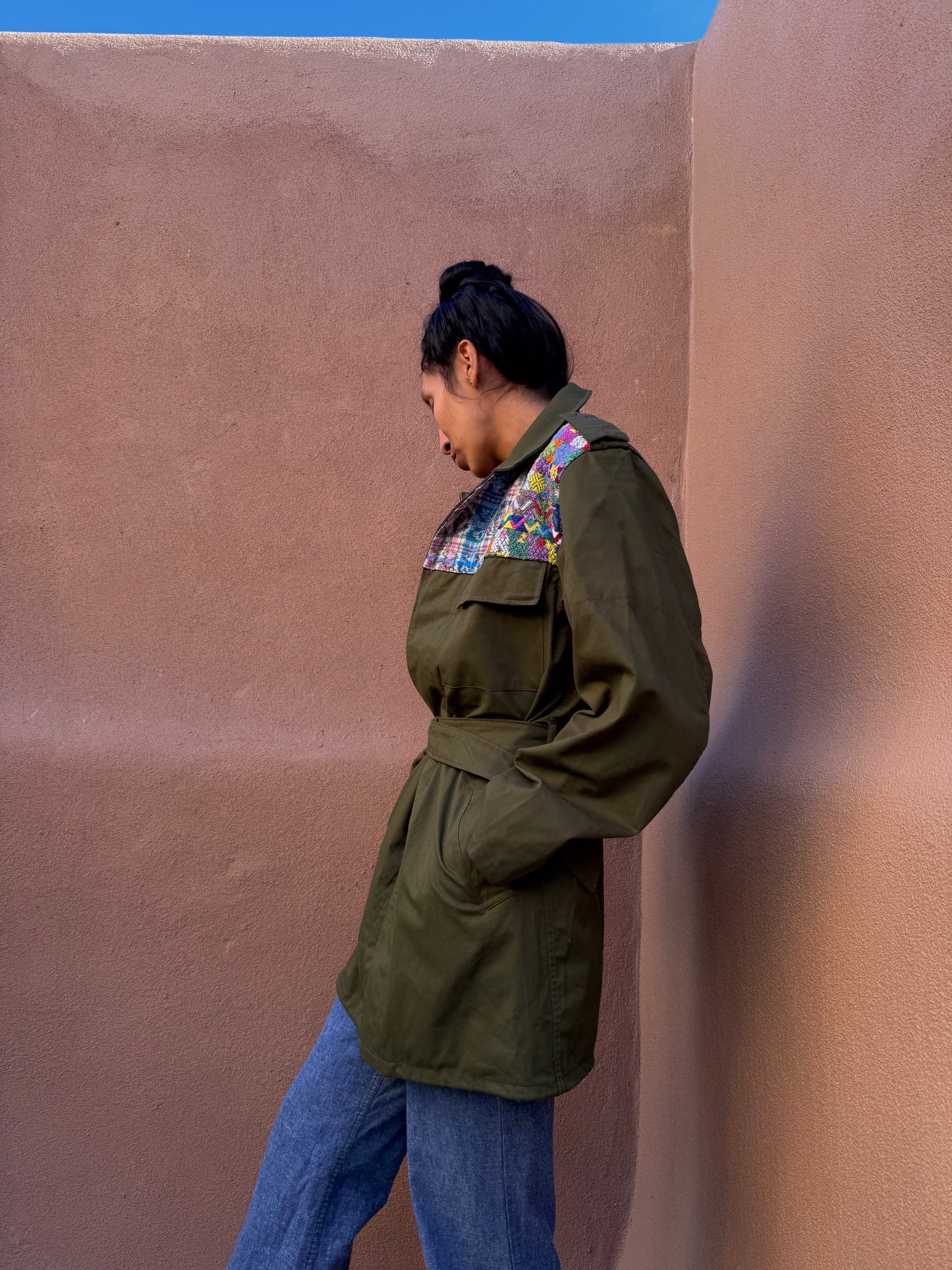 Upcycled Military Field Jacket — Midcentury Huipil Edition I