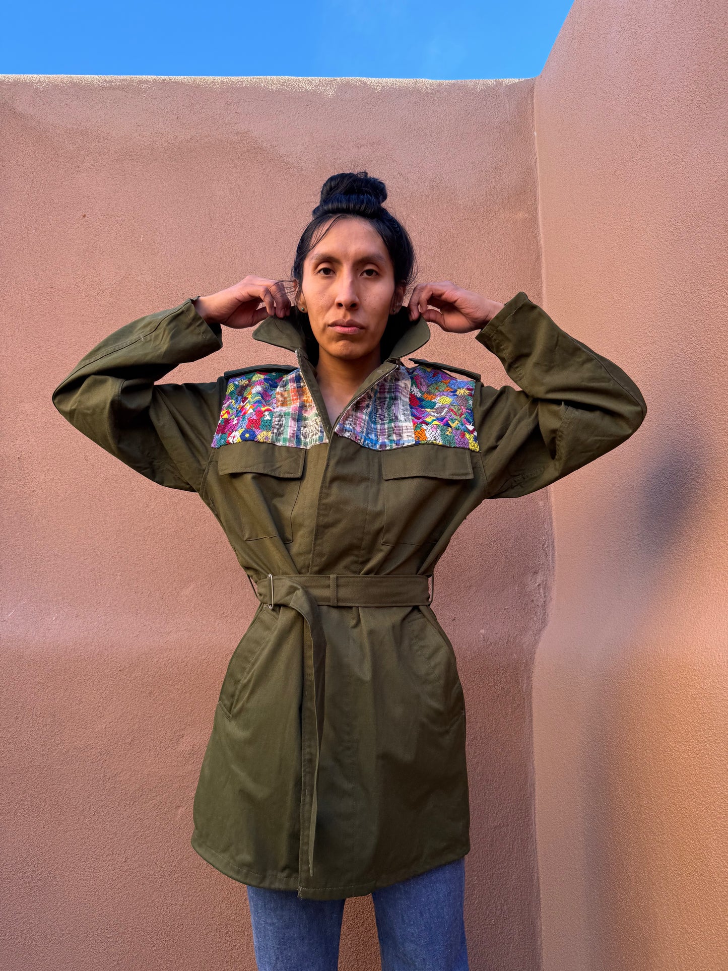 Upcycled Military Field Jacket — Midcentury Huipil Edition I