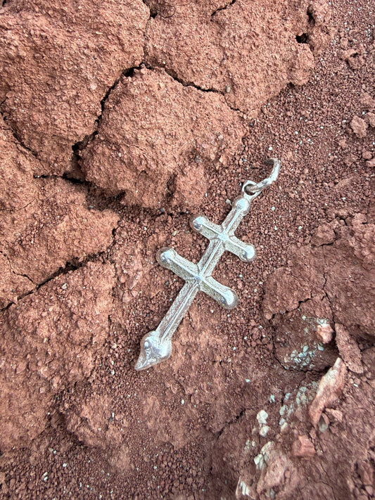 ++ Navajo Made Sterling Silver Pueblo Cross Pendant++ by  Diné artist Gino Antonio