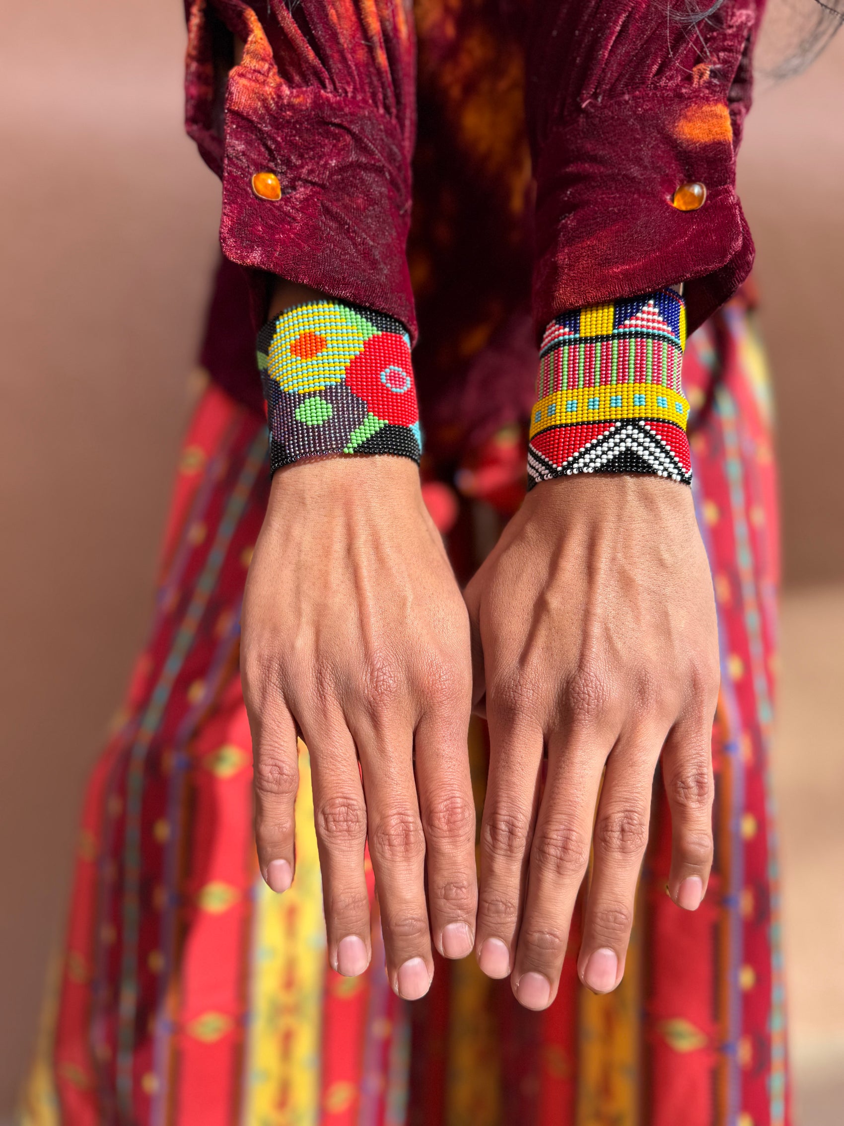 🤎 Vintage Beaded Kenyan Cuff