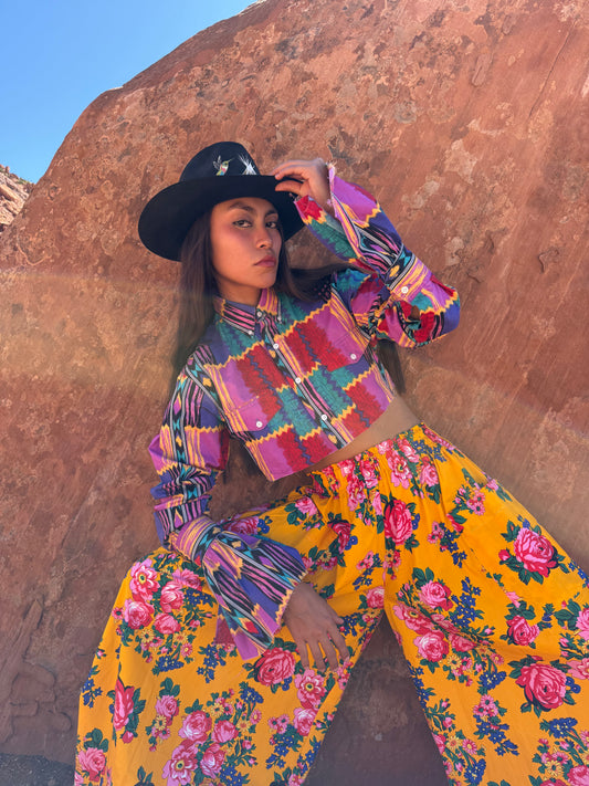 Upcycled Vintage Cropped Western Shirt
