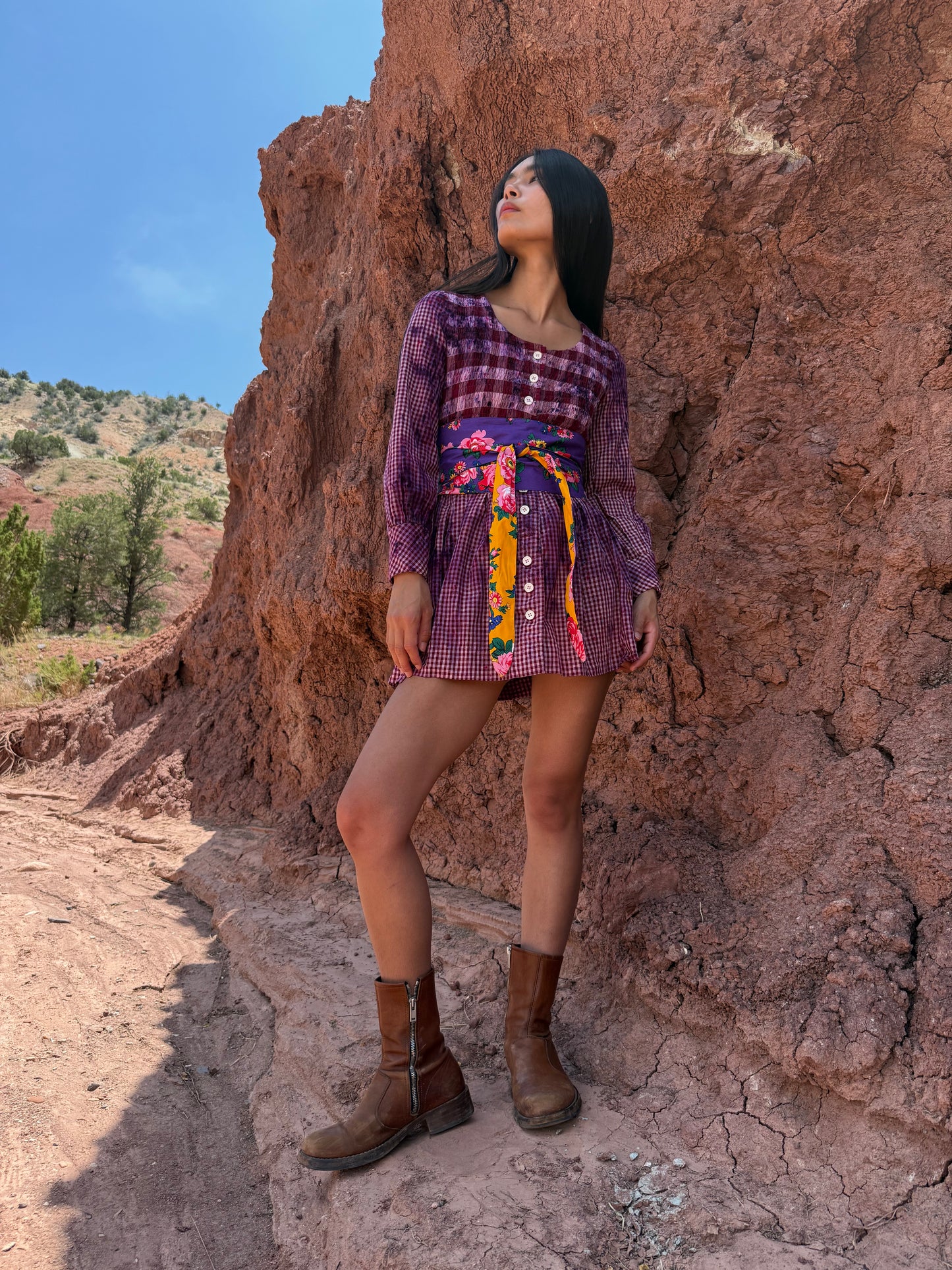 Upcycled Vintage 70s Smocked Minidress