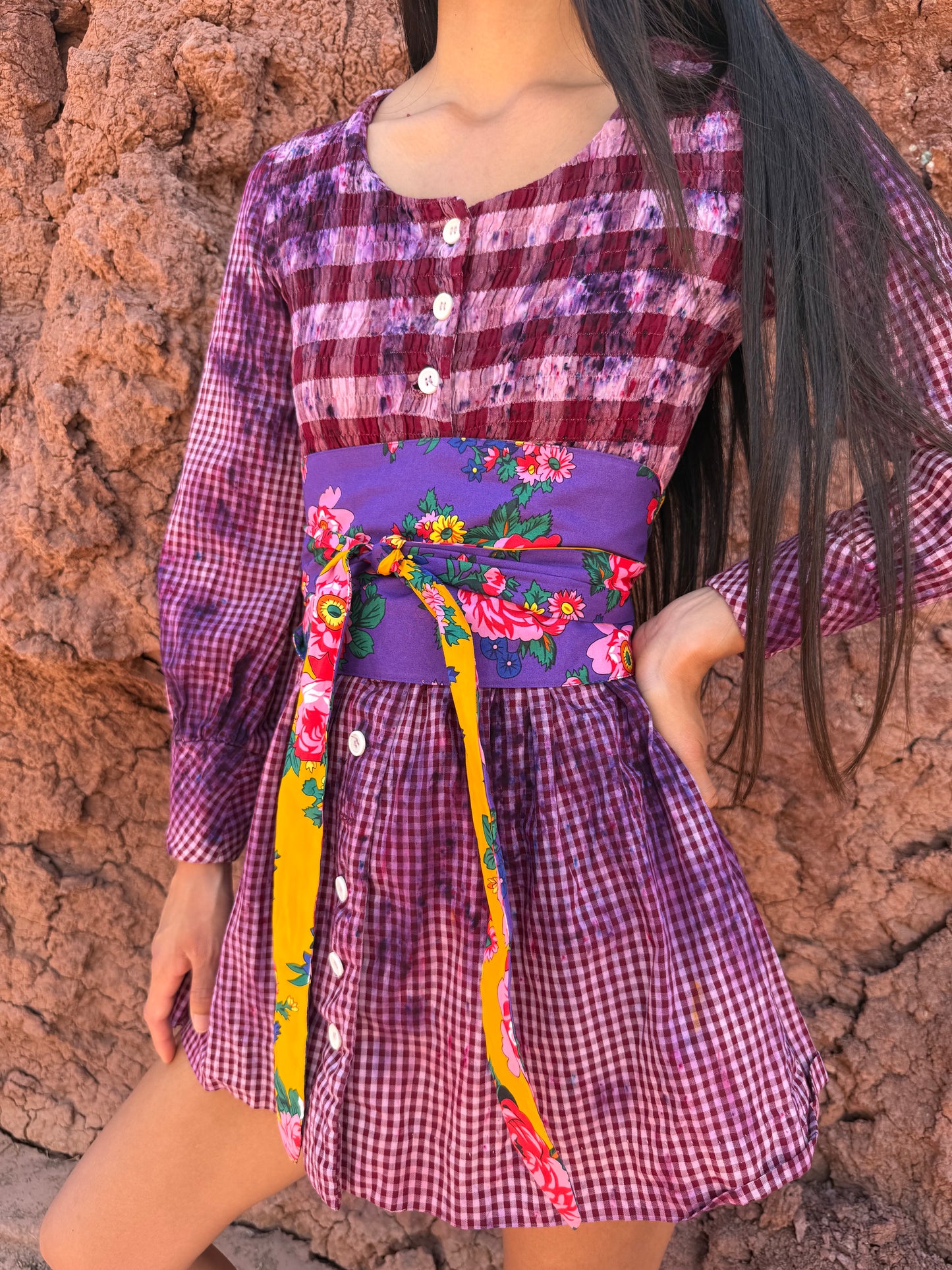 Upcycled Vintage 70s Smocked Minidress