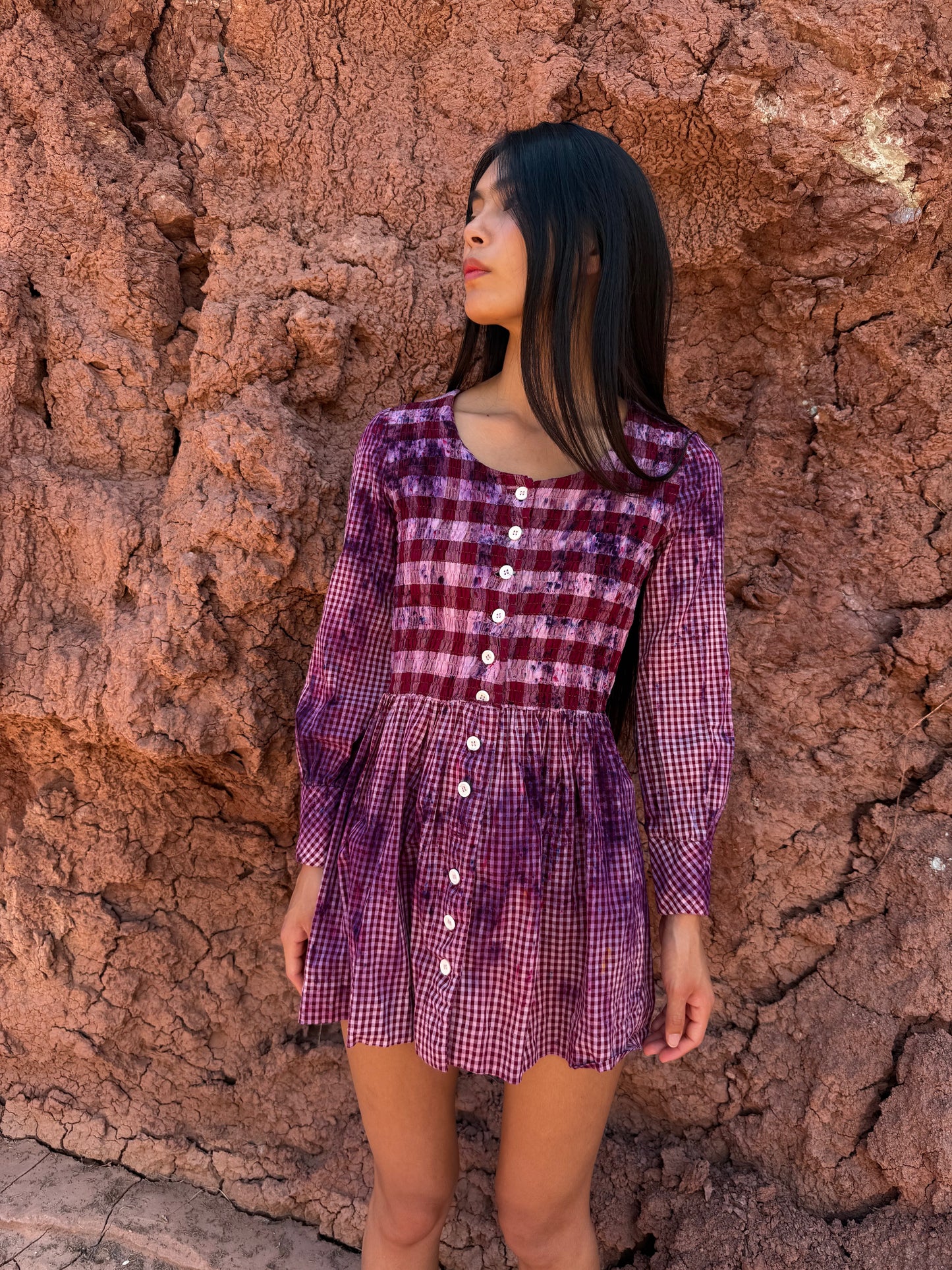 Upcycled Vintage 70s Smocked Minidress