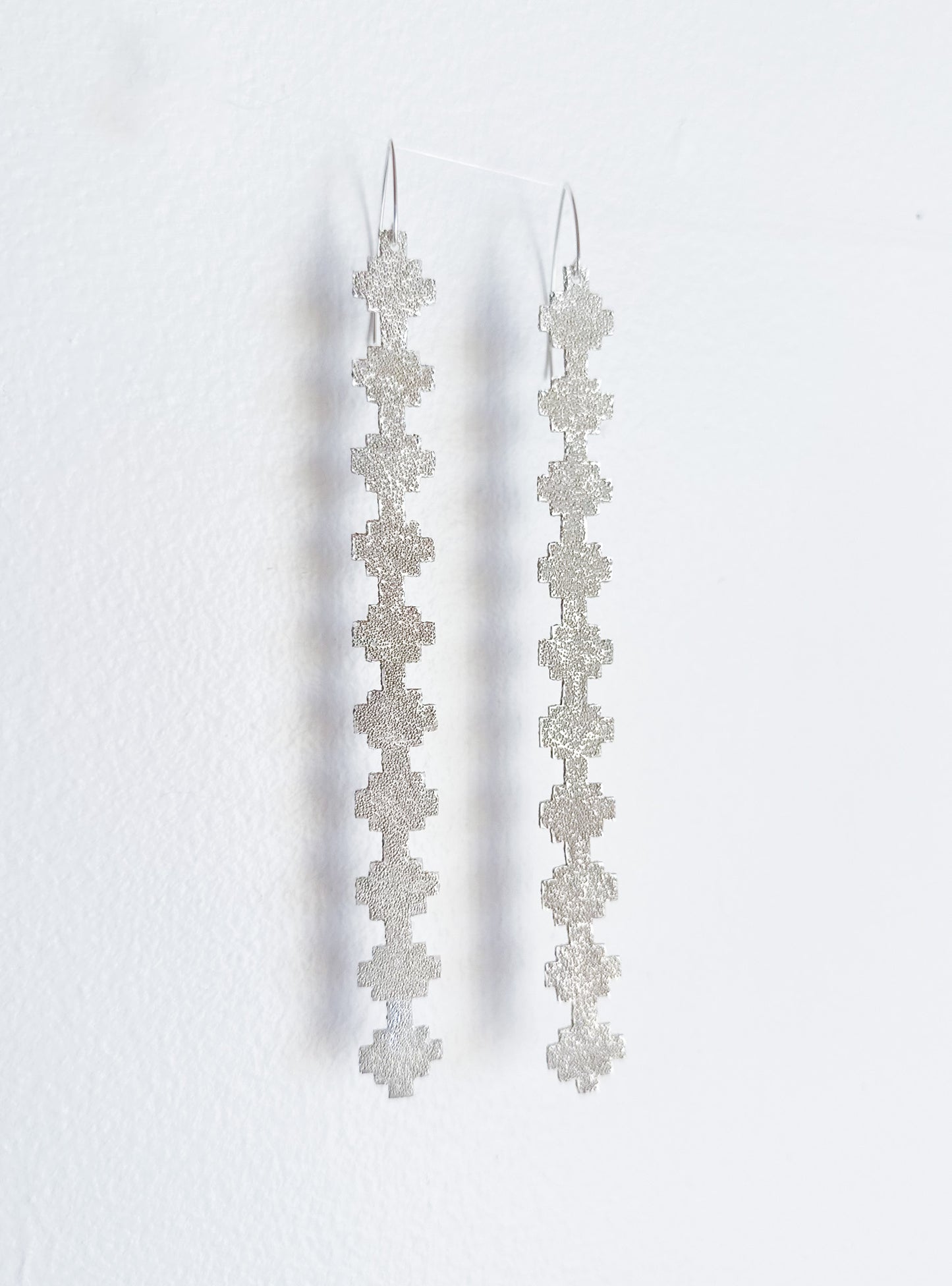 Navajo Made Sterling Cloud Earrings by Diné Artist Bryan J Roessel 6-1/2" Frosted