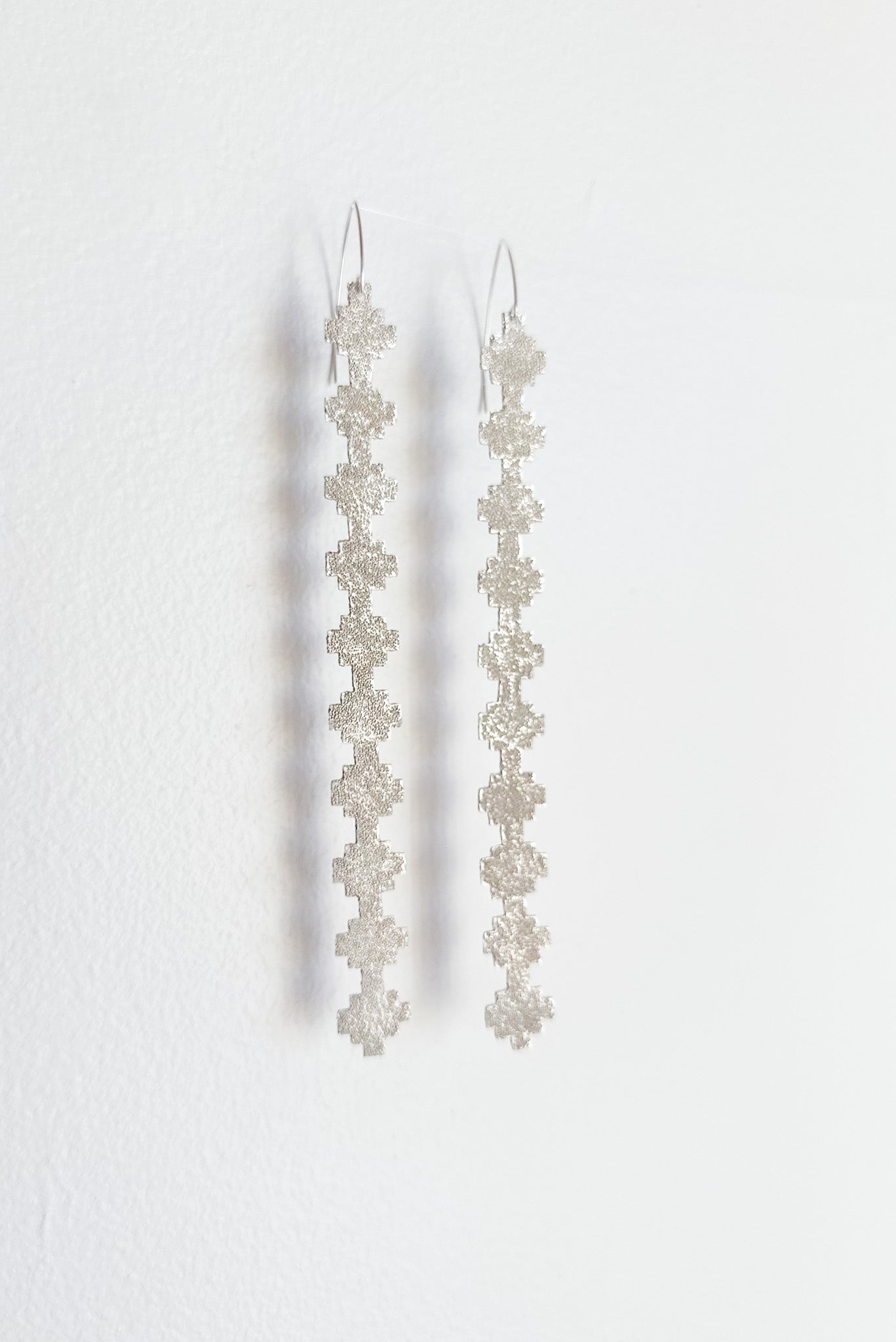 Navajo Made Sterling Cloud Earrings by Diné Artist Bryan J Roessel 6-1/2" Frosted