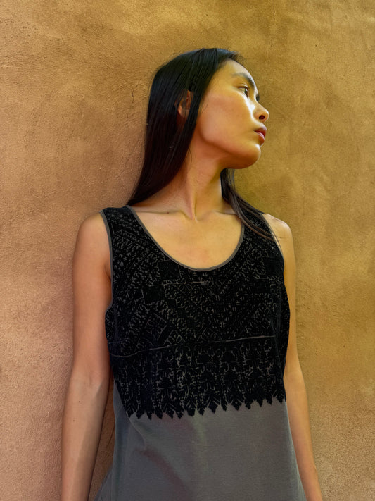 Vintage 90s Flocked Tank by Dries Van Noten