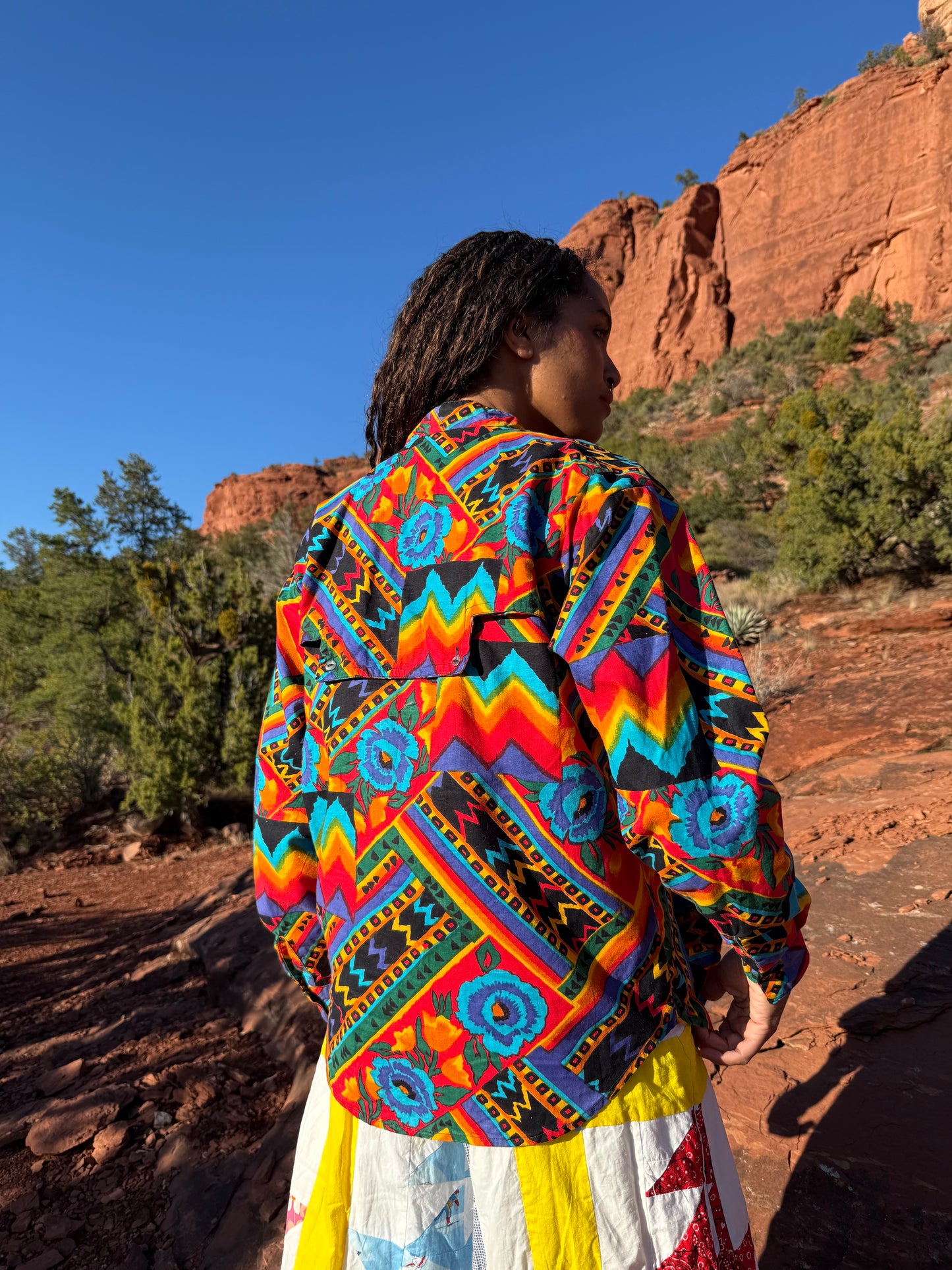 Vintage 80s Technicolor Southwest Rodeo Shirt
