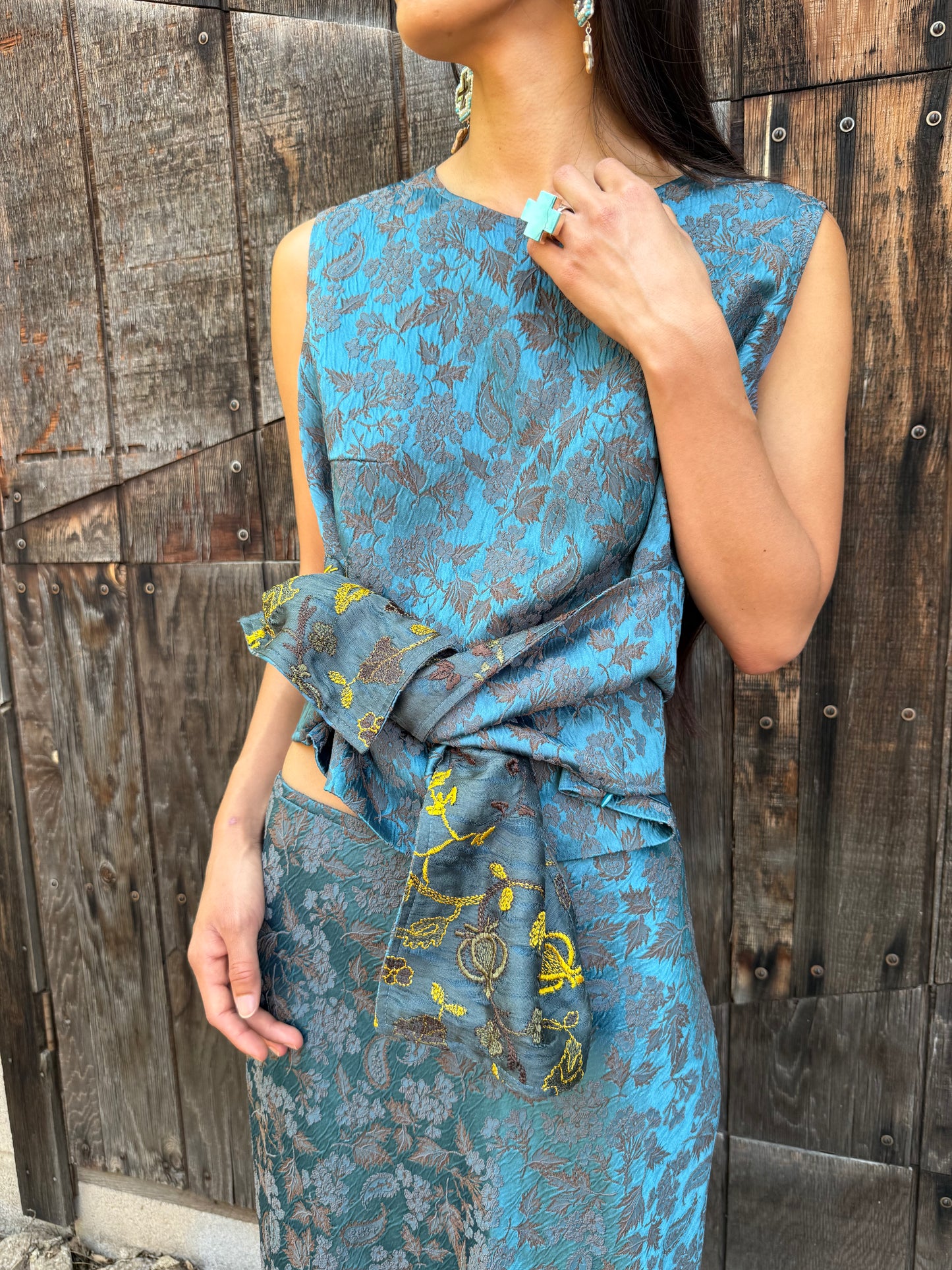 Vintage 90s Brocade Tank and Skirt Dries Van Noten