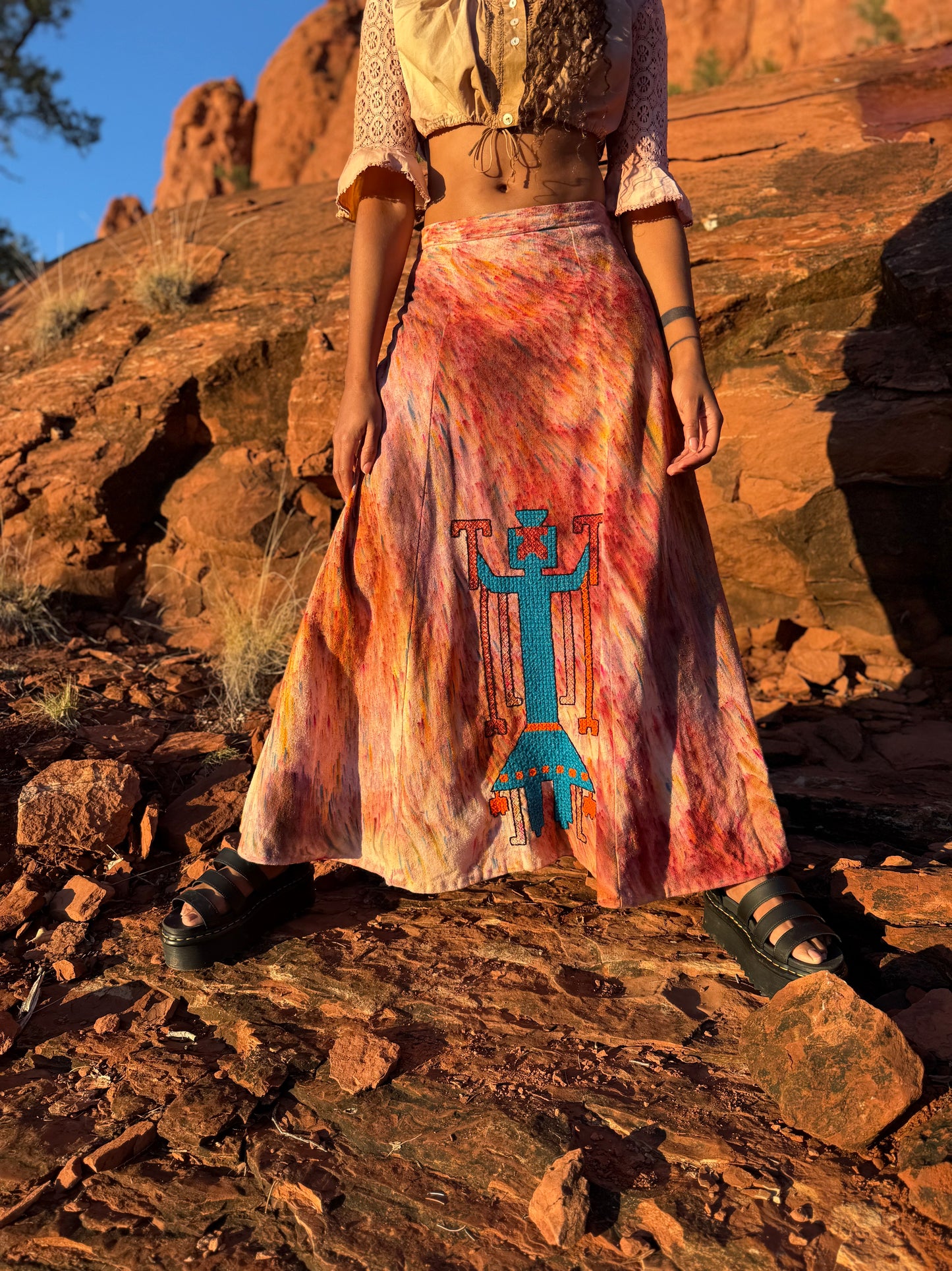 Upcycled 70s Vintage Embroidered Skirt
