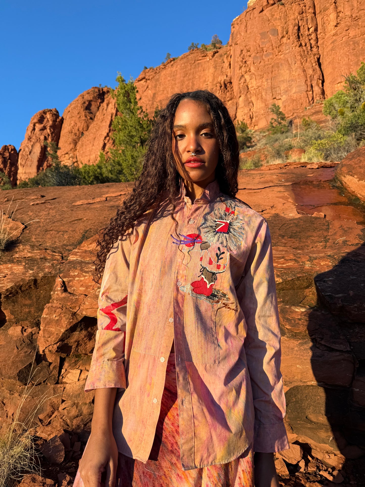 Upcycled Vintage Handpainted Southwest Shirt
