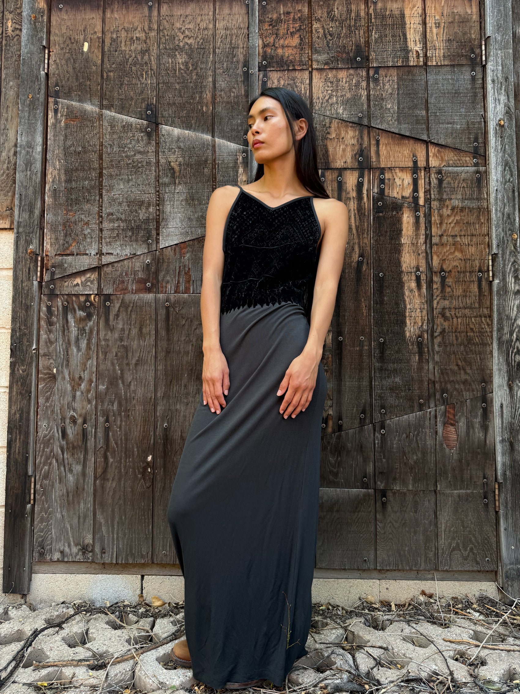Vintage 90s Flocked Ornate Dress by Dries Van Noten