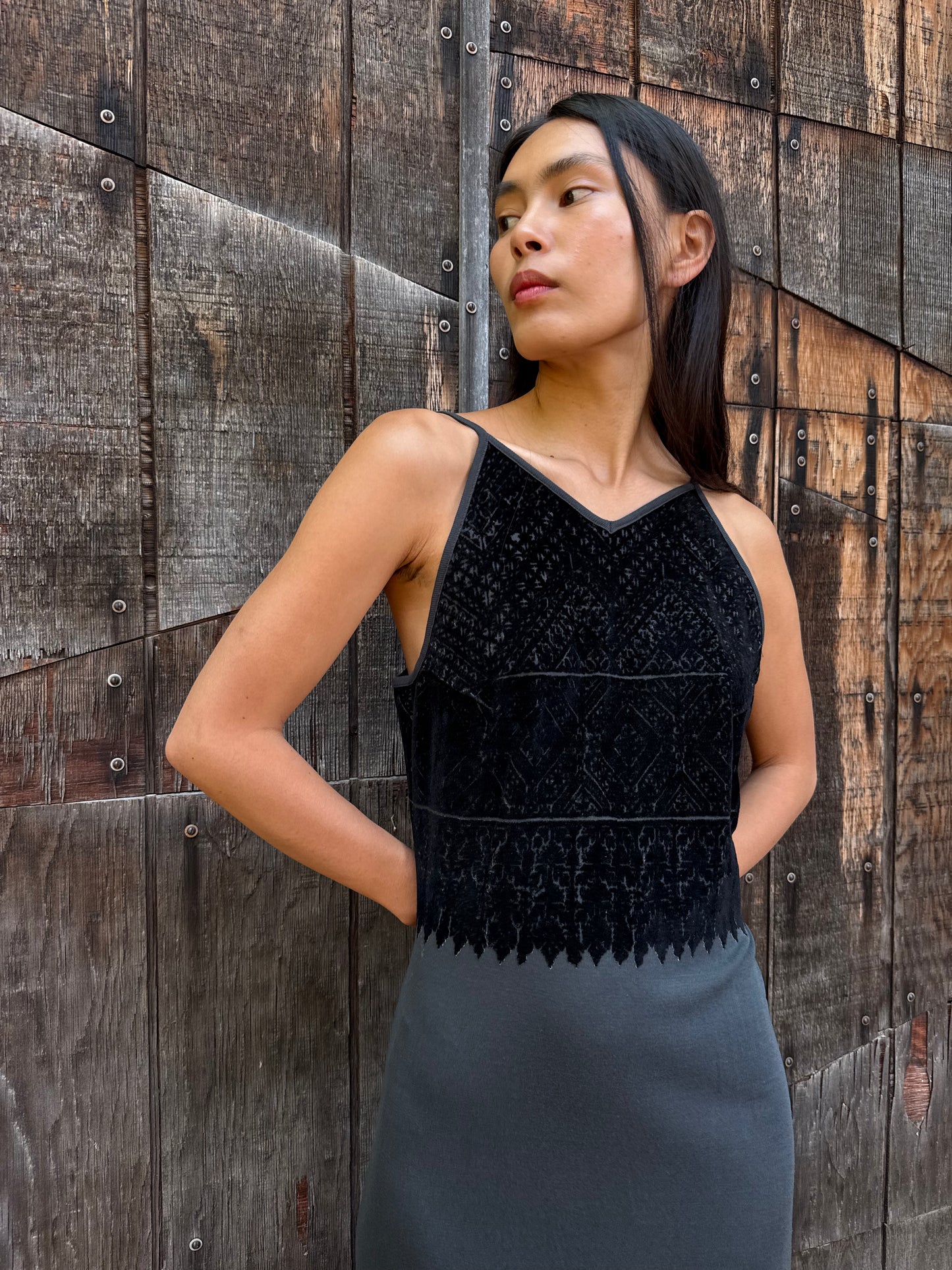 Vintage 90s Flocked Ornate Dress by Dries Van Noten