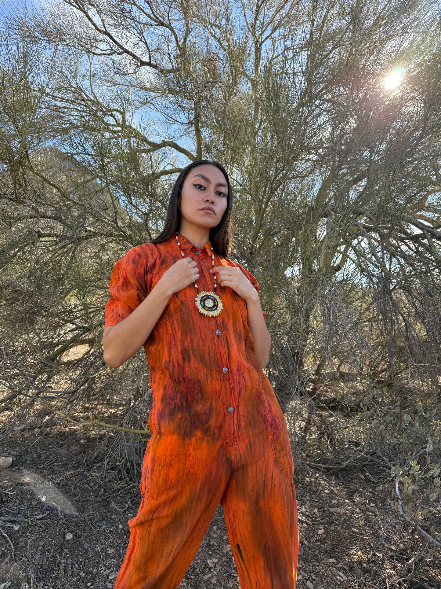 Upcycled Vintage 80s Hand Dyed Flysuit- Cactus Flower