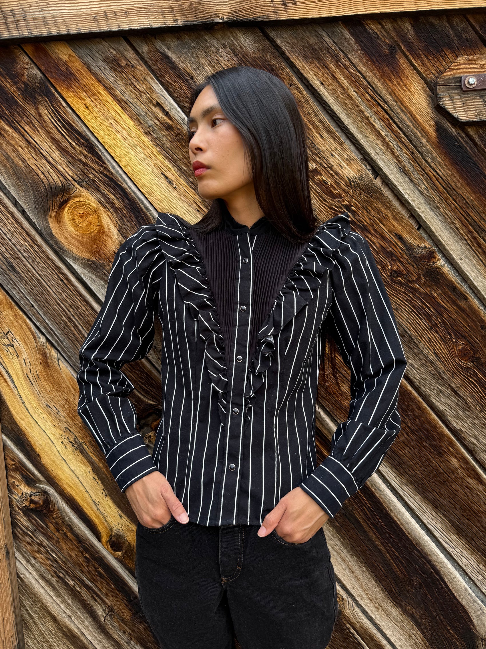 Vintage 80s Western Pinstripe Top