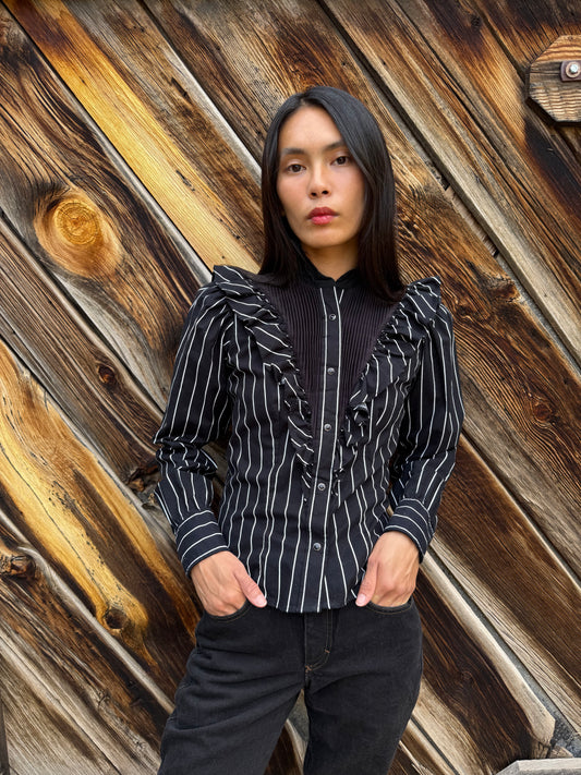 Vintage 80s Western Pinstripe Top