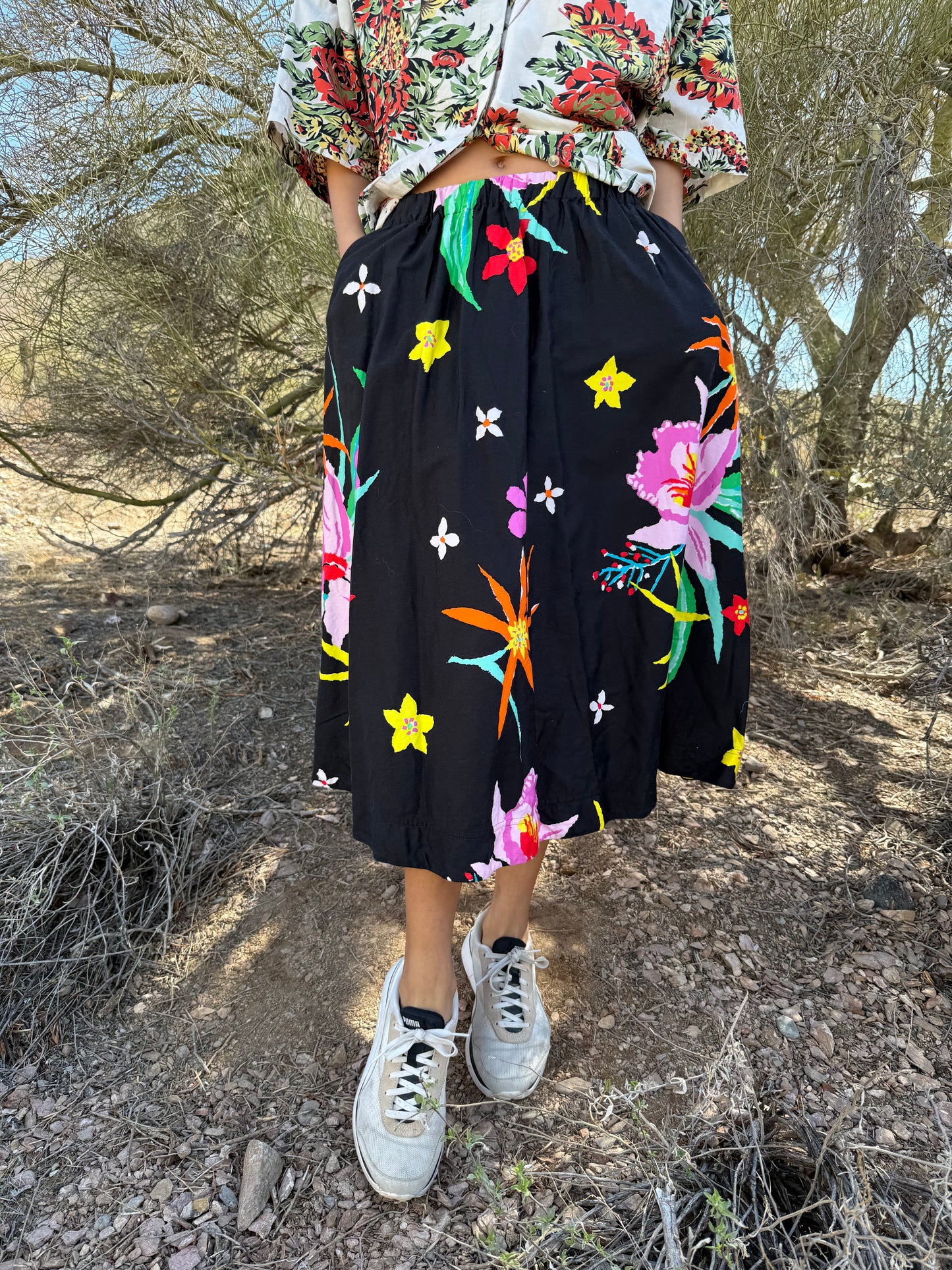 Vintage 80s Bold Floral Skirt