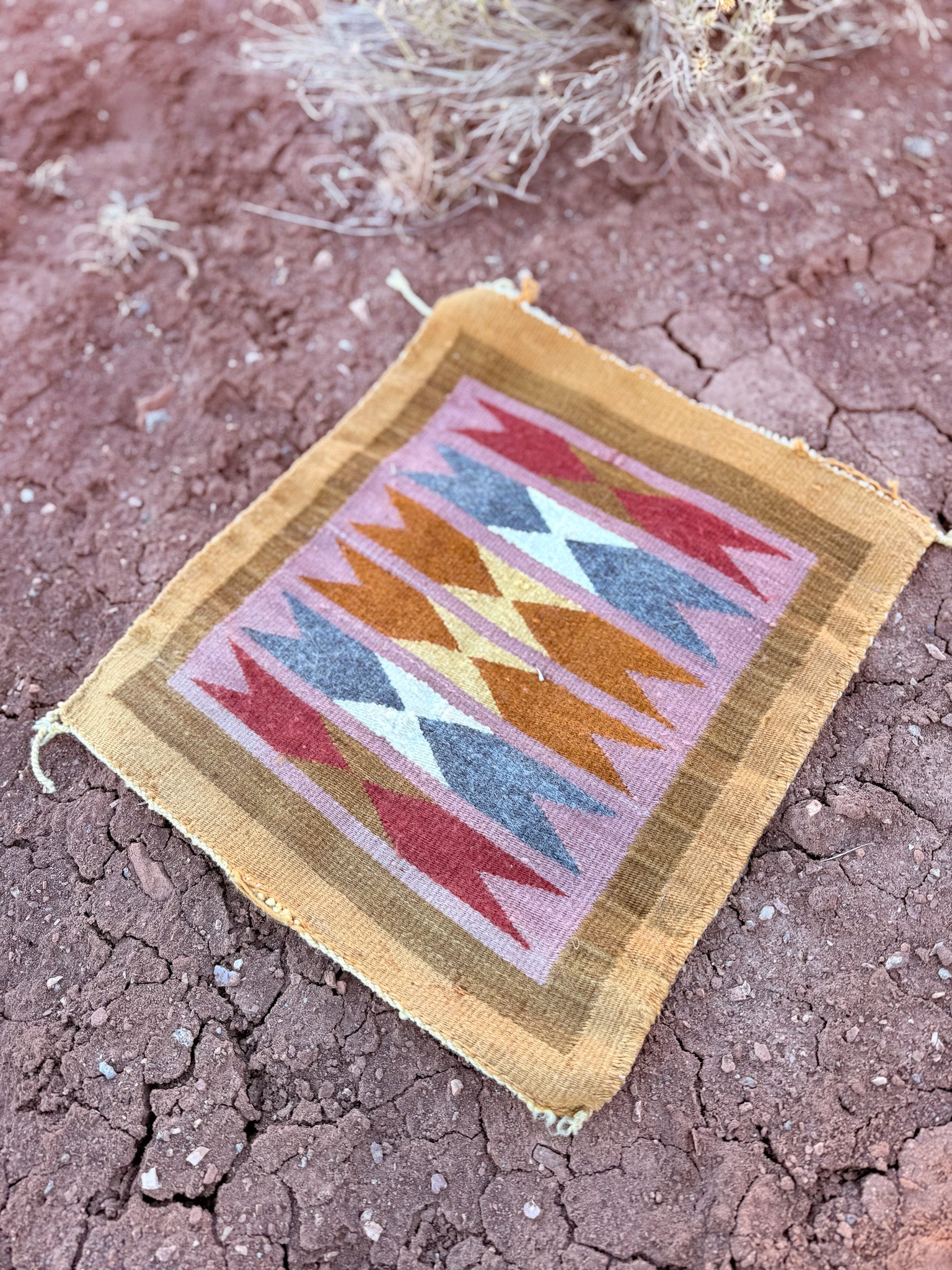 Vintage Navajo Made Handwoven Rug 14" x 16"