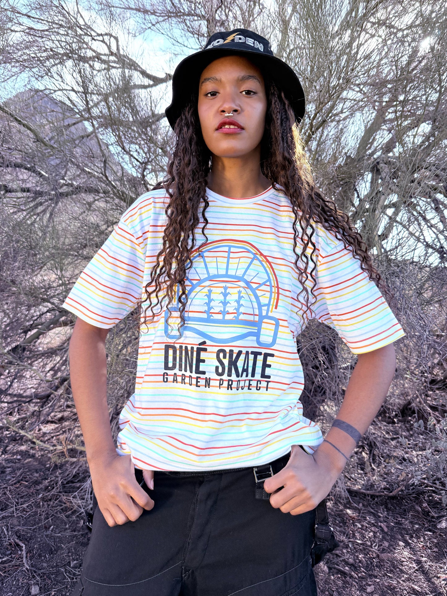 Diné Skate Garden Project Tee - Rainbow Stripe