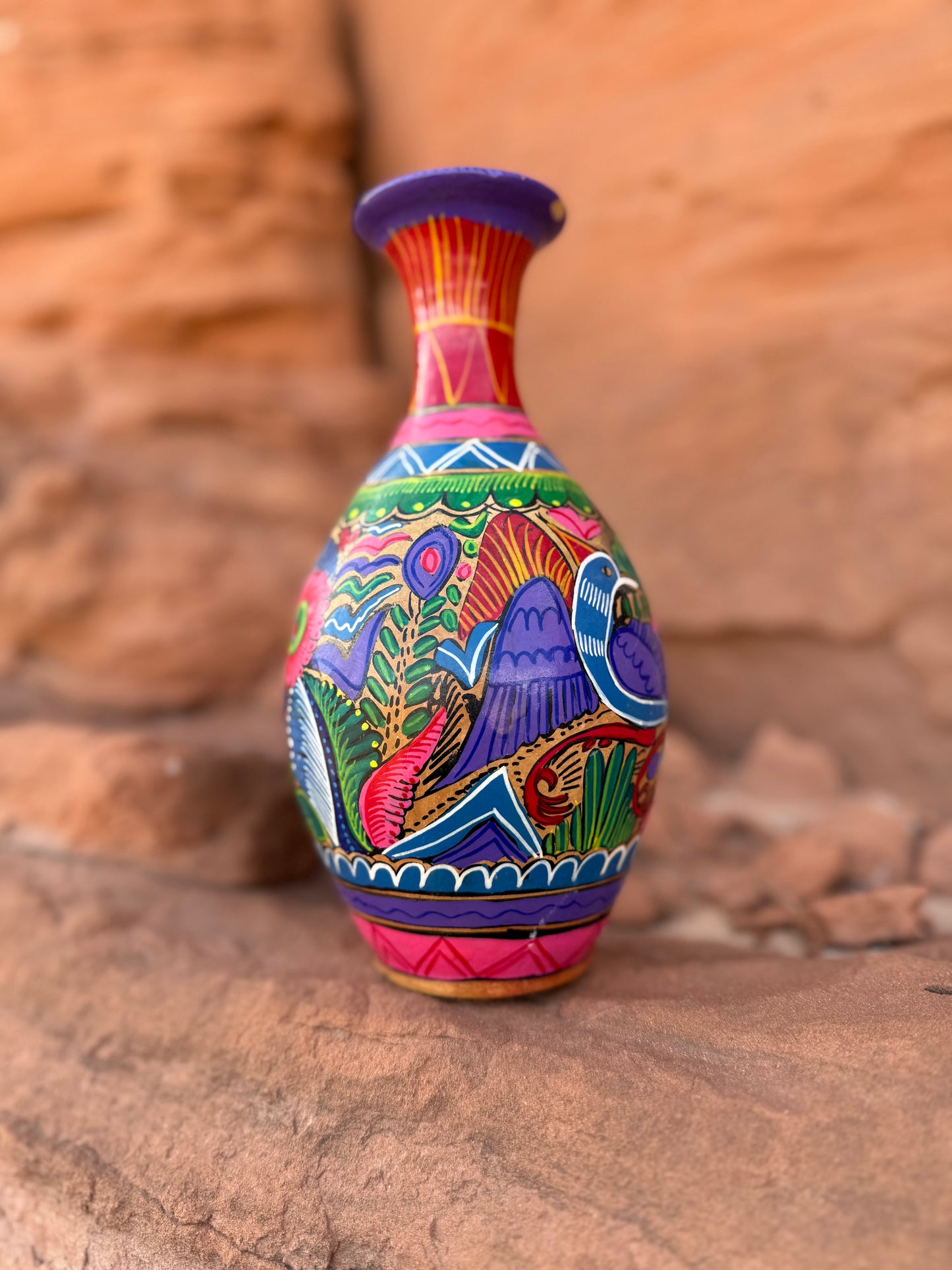 Vintage Mexican Handpainted Vase