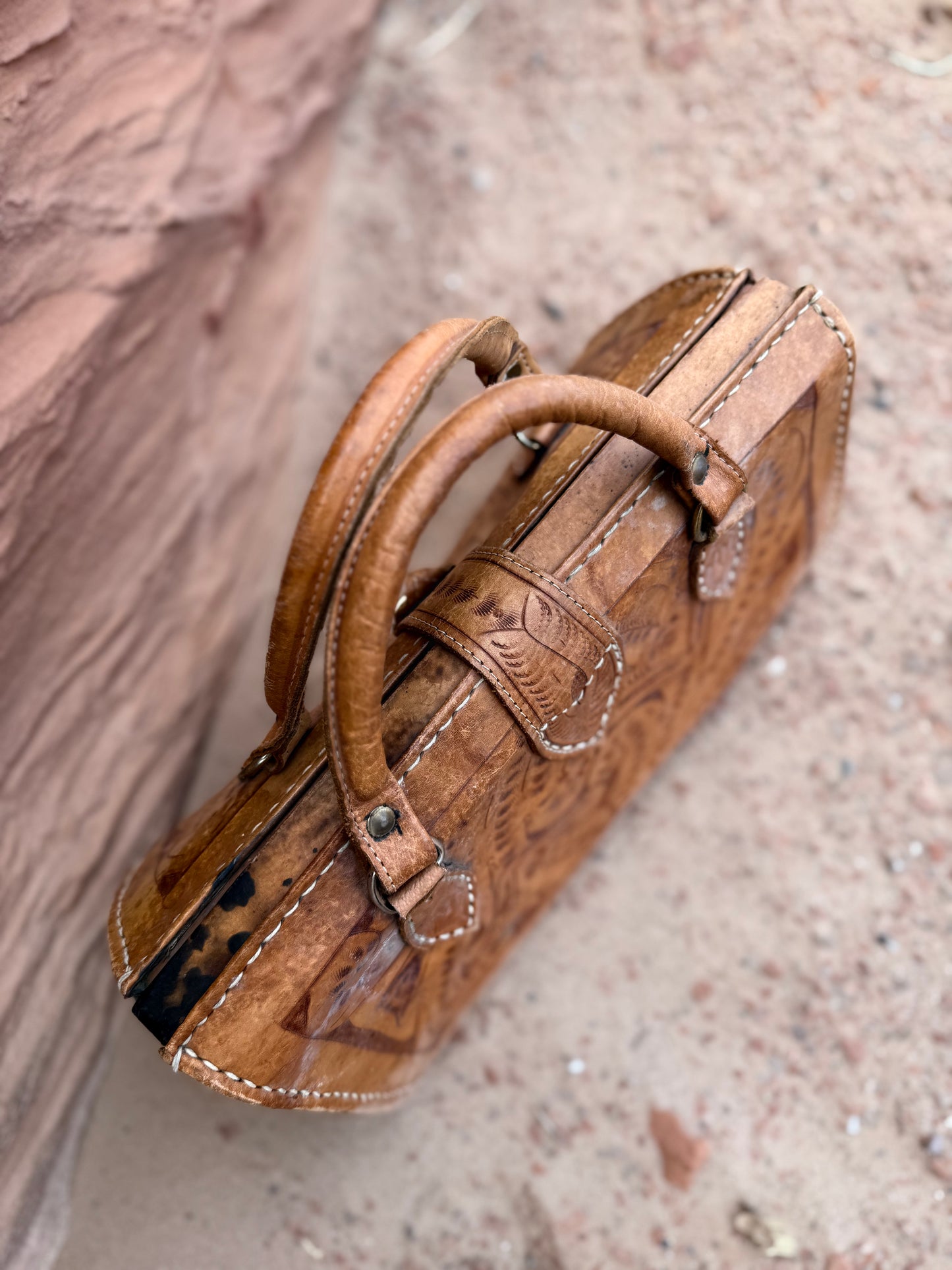 Vintage 70s Tooled Leather Bag