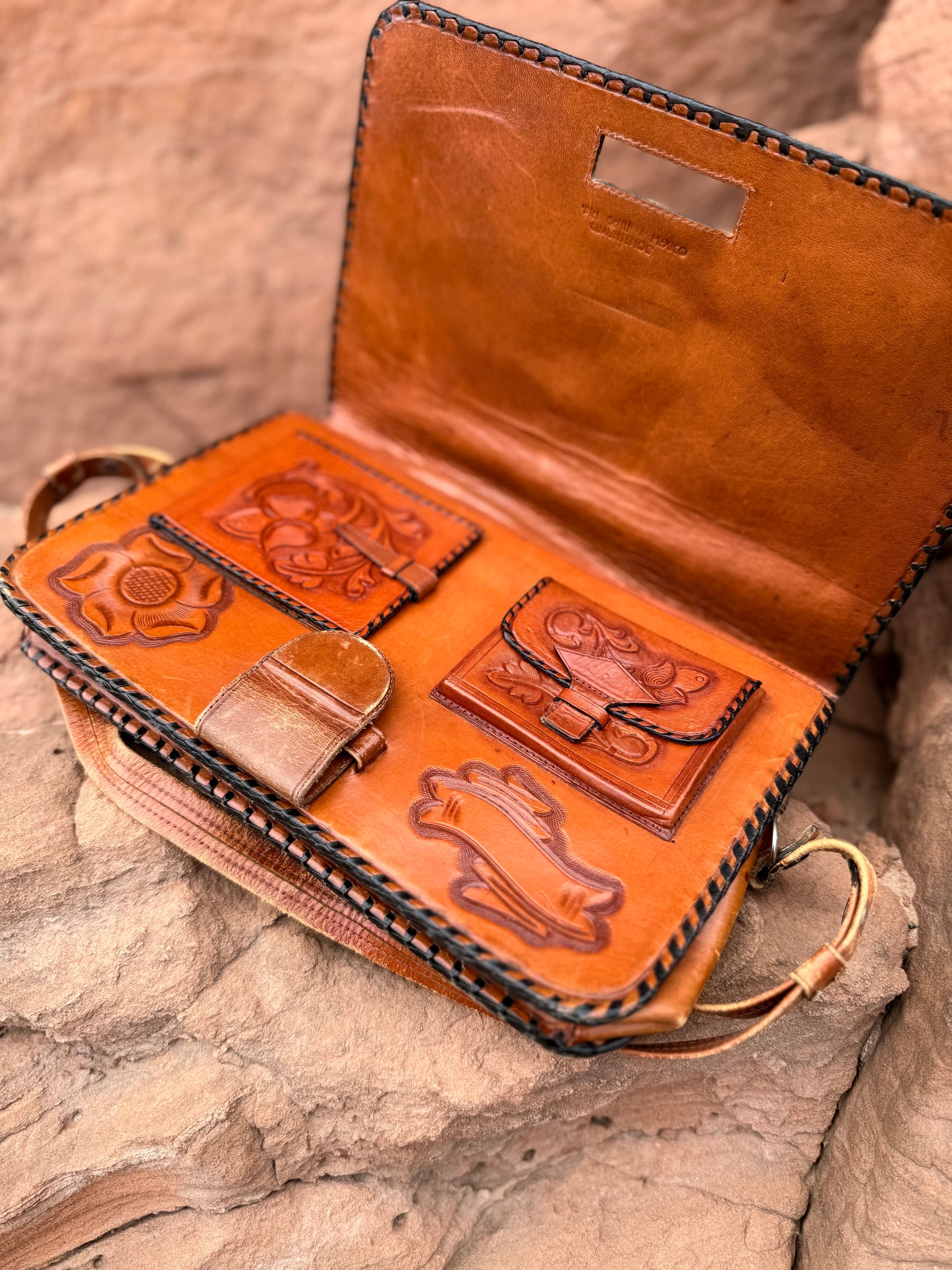 Vintage 70s Tooled Leather Purse