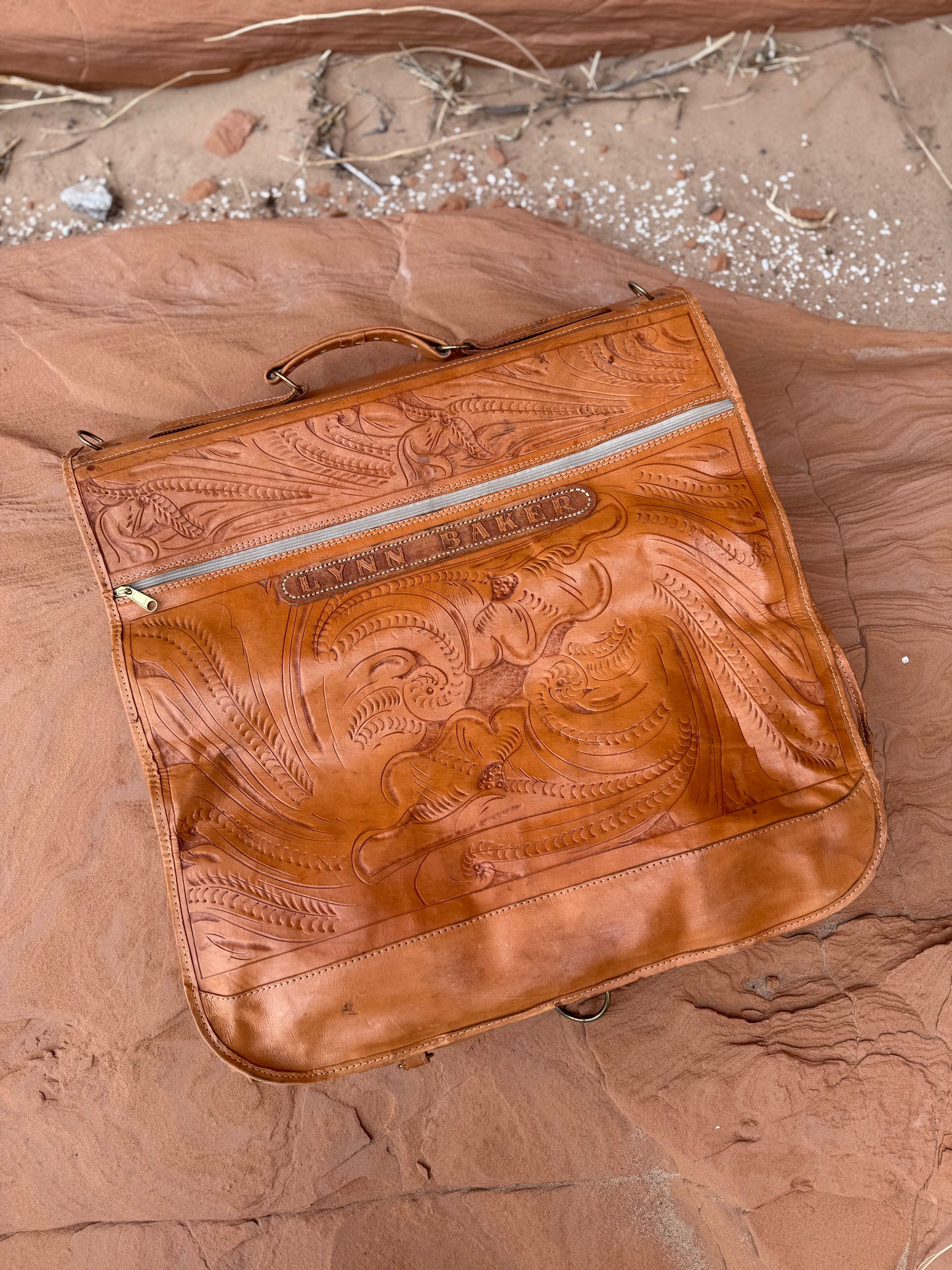 Vintage Handtooled Leather Travel Bag