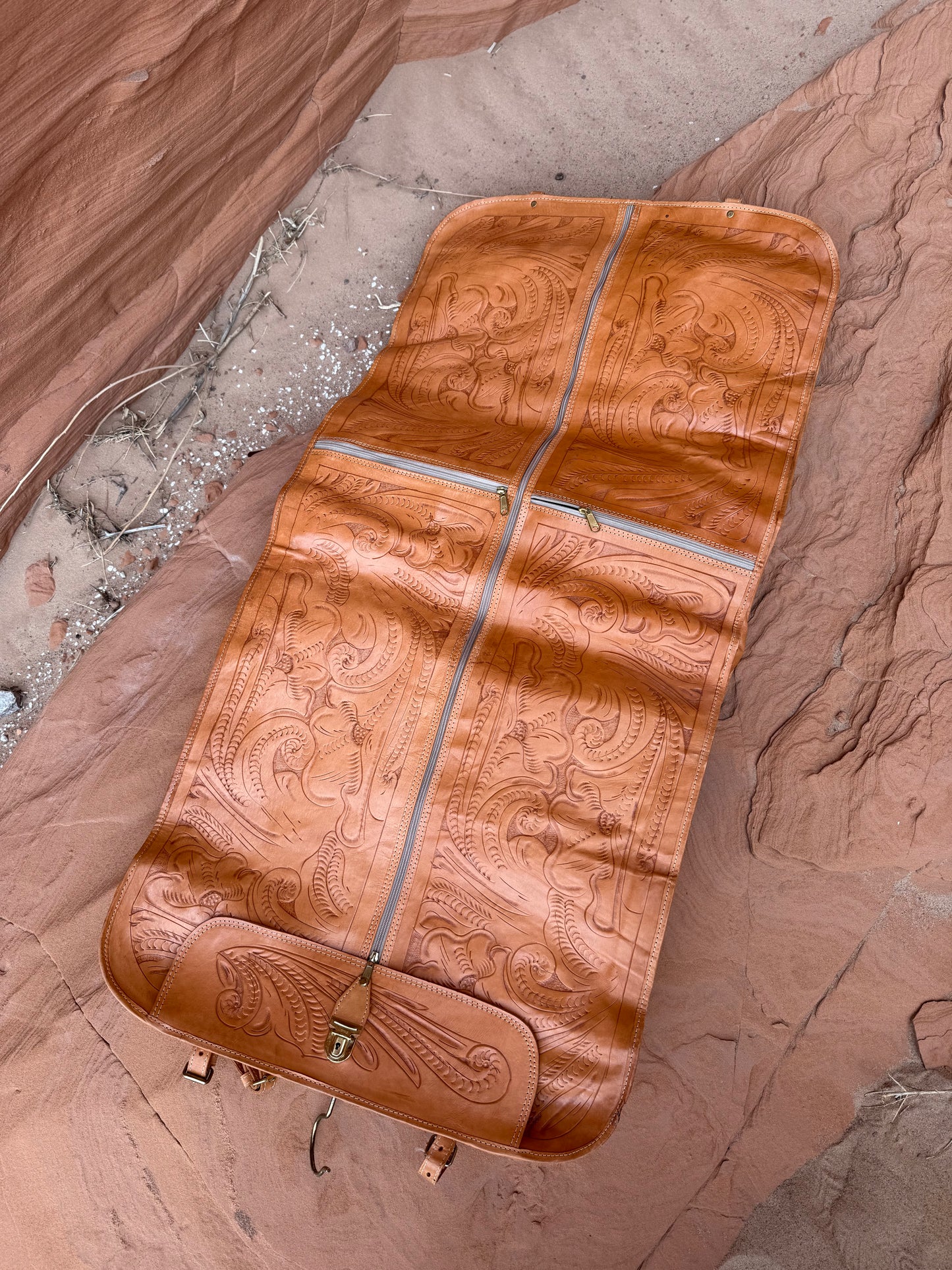 Vintage Handtooled Leather Travel Bag