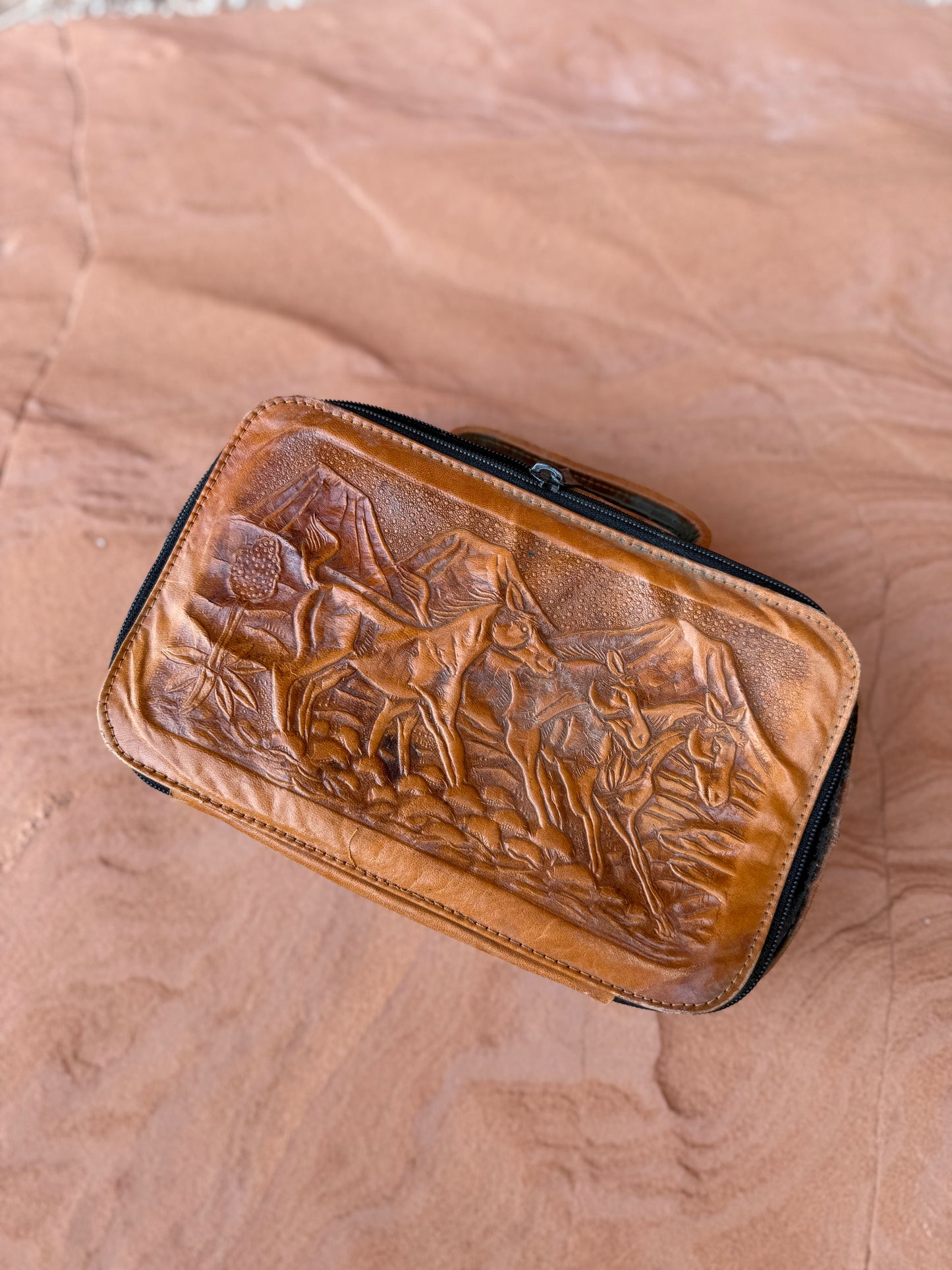 Vintage Handtooled Leather Travel Bag