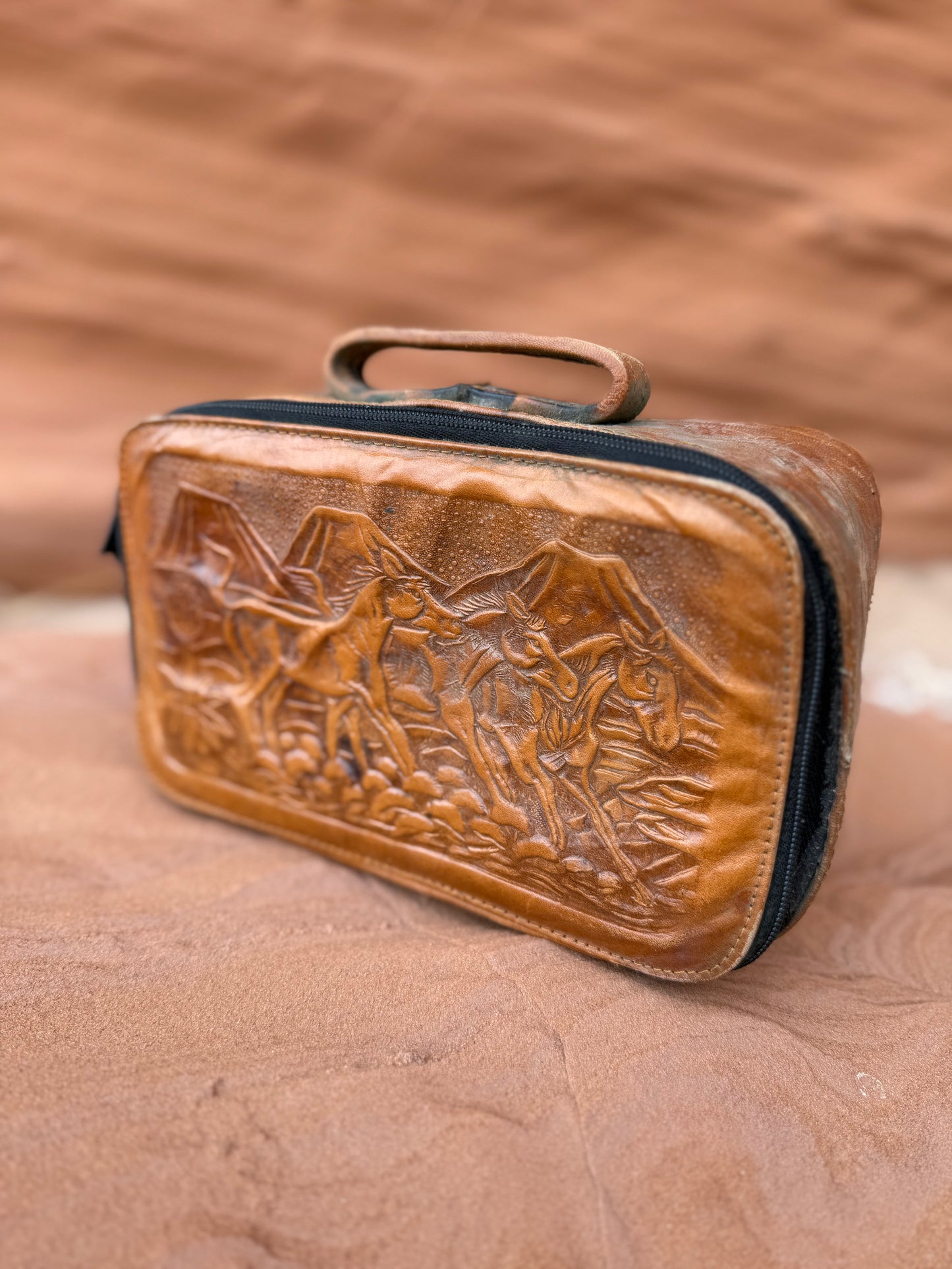 Vintage Handtooled Leather Travel Bag