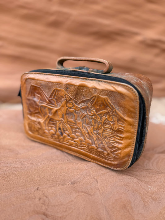 Vintage Handtooled Leather Travel Bag