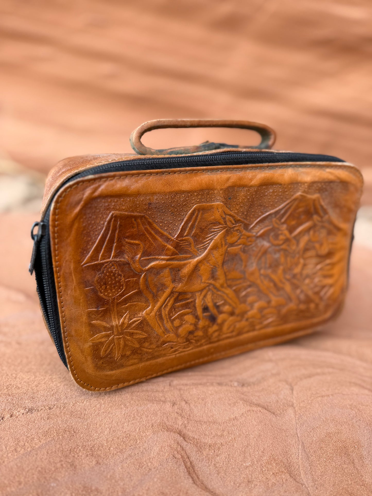 Vintage Handtooled Leather Travel Bag