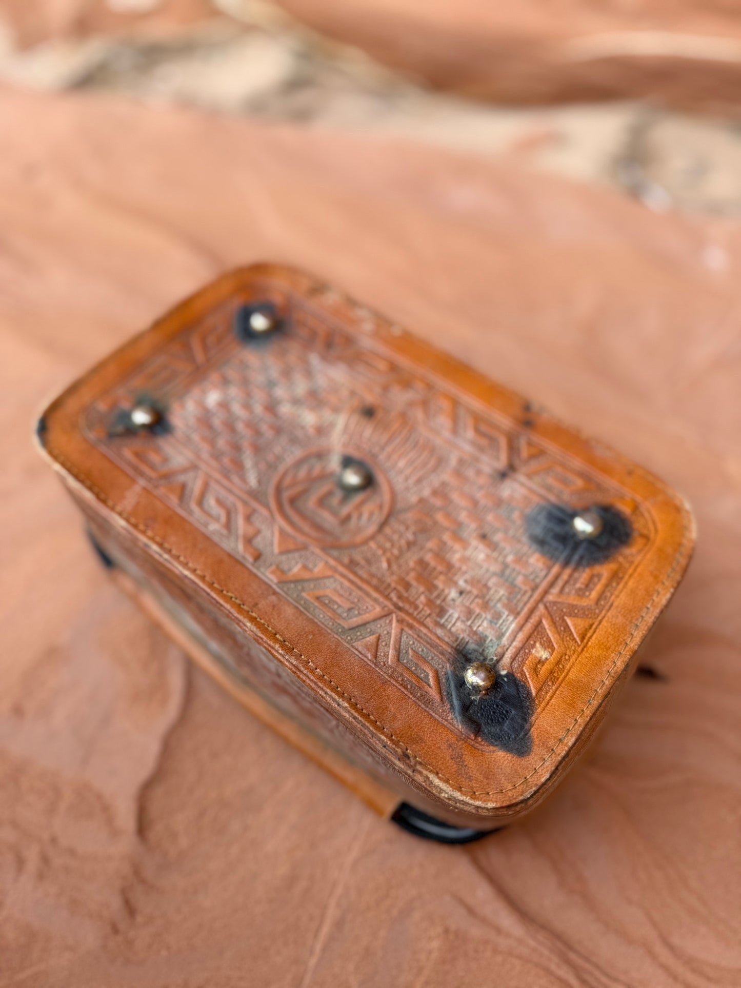 Vintage Handtooled Leather Travel Bag