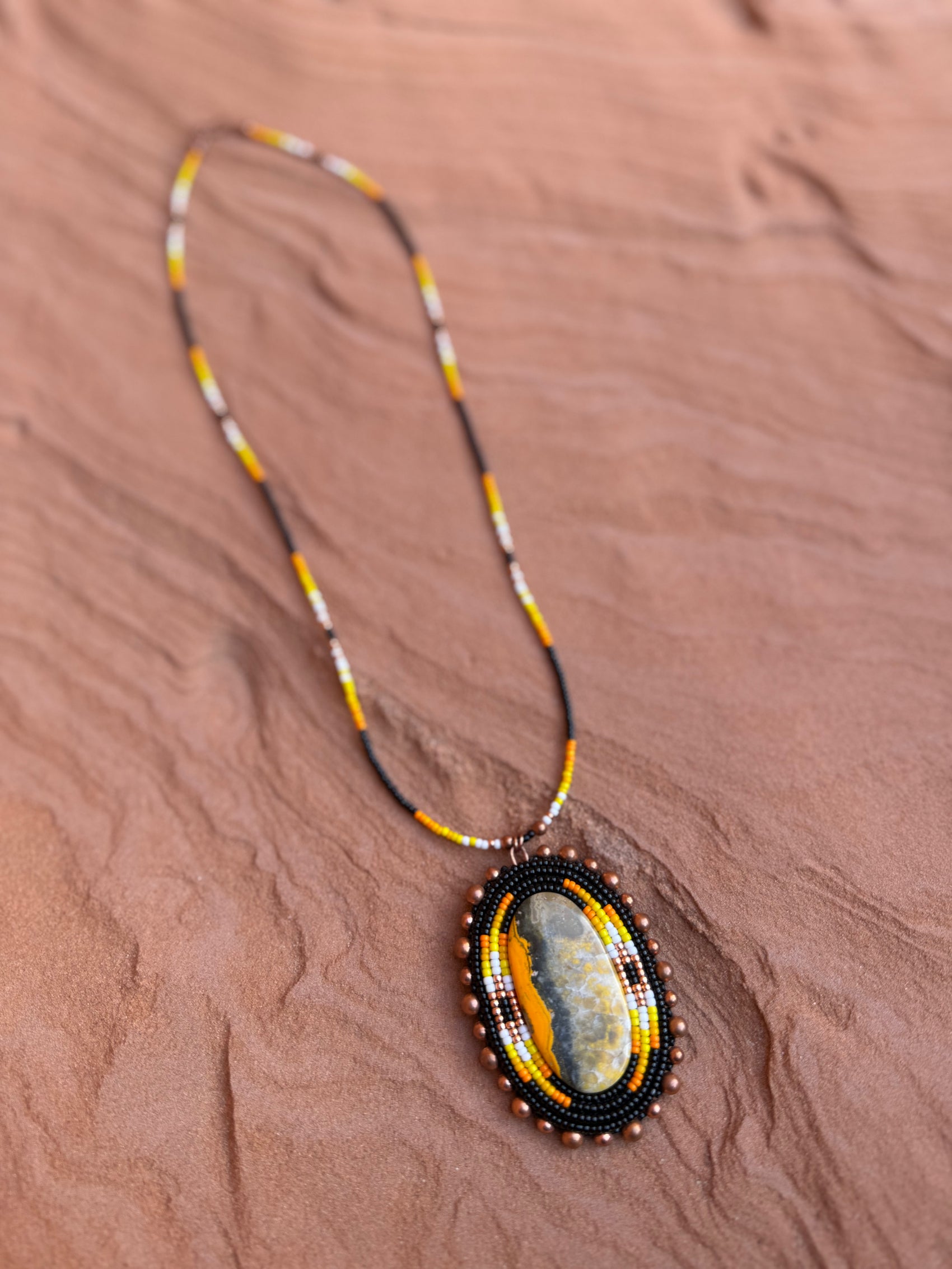 Bumblebee Jasper Beaded Necklas by Nicholas Pope
