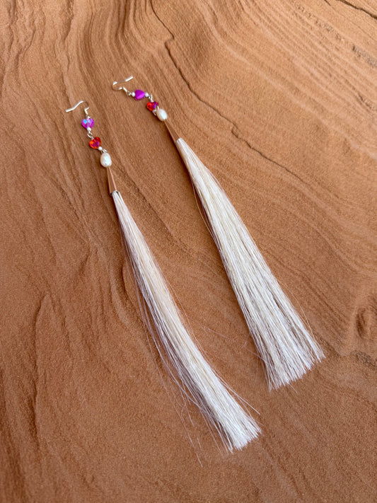 Horsehair Heart Earrings by Kisikahwskew Big Bow