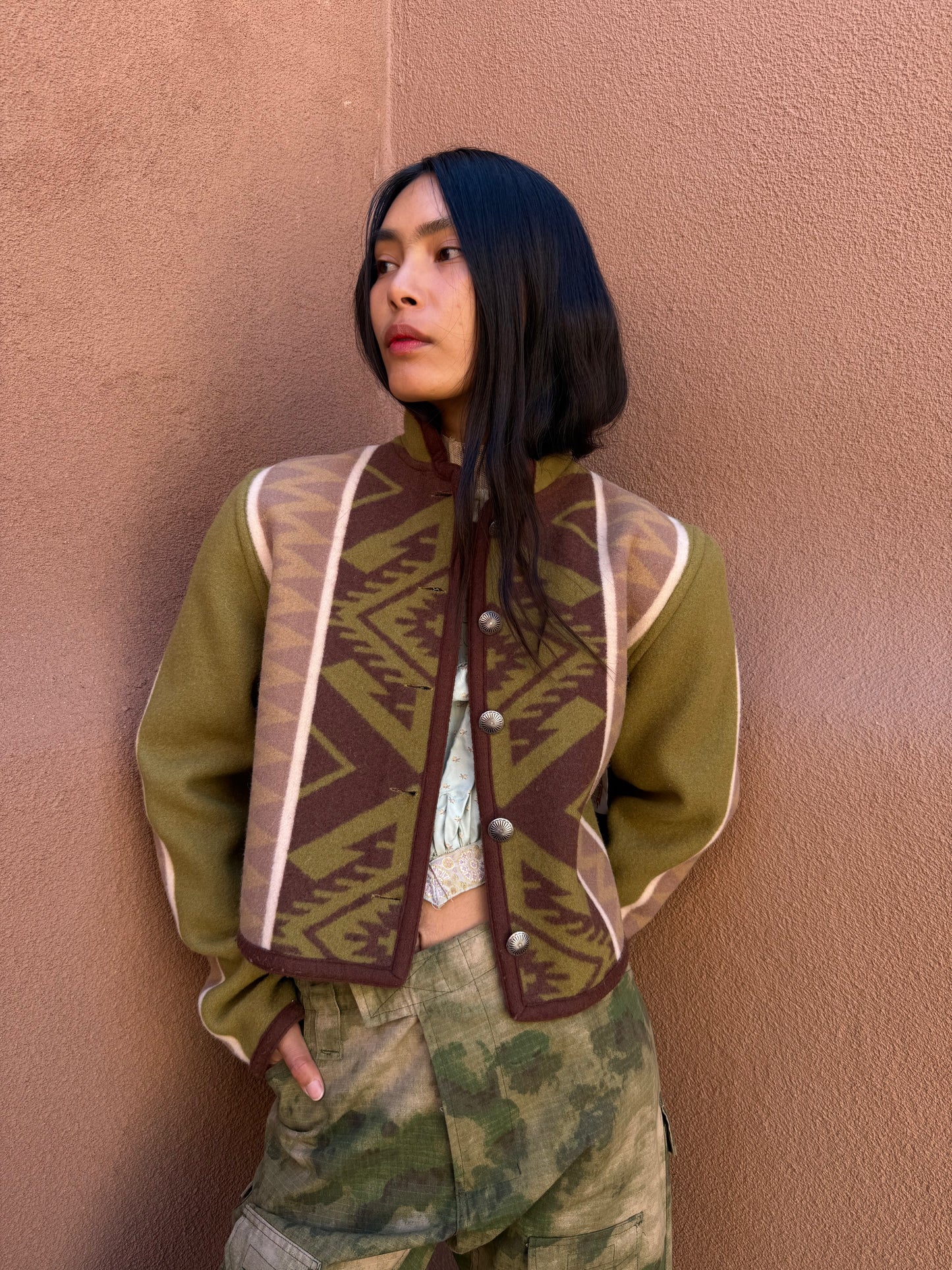 Vintage 80s Reversible Blanket Jacket