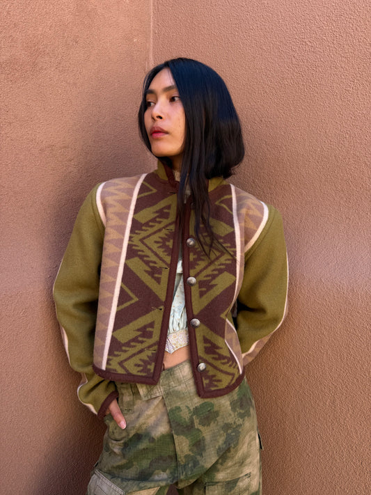 Vintage 80s Reversible Blanket Jacket