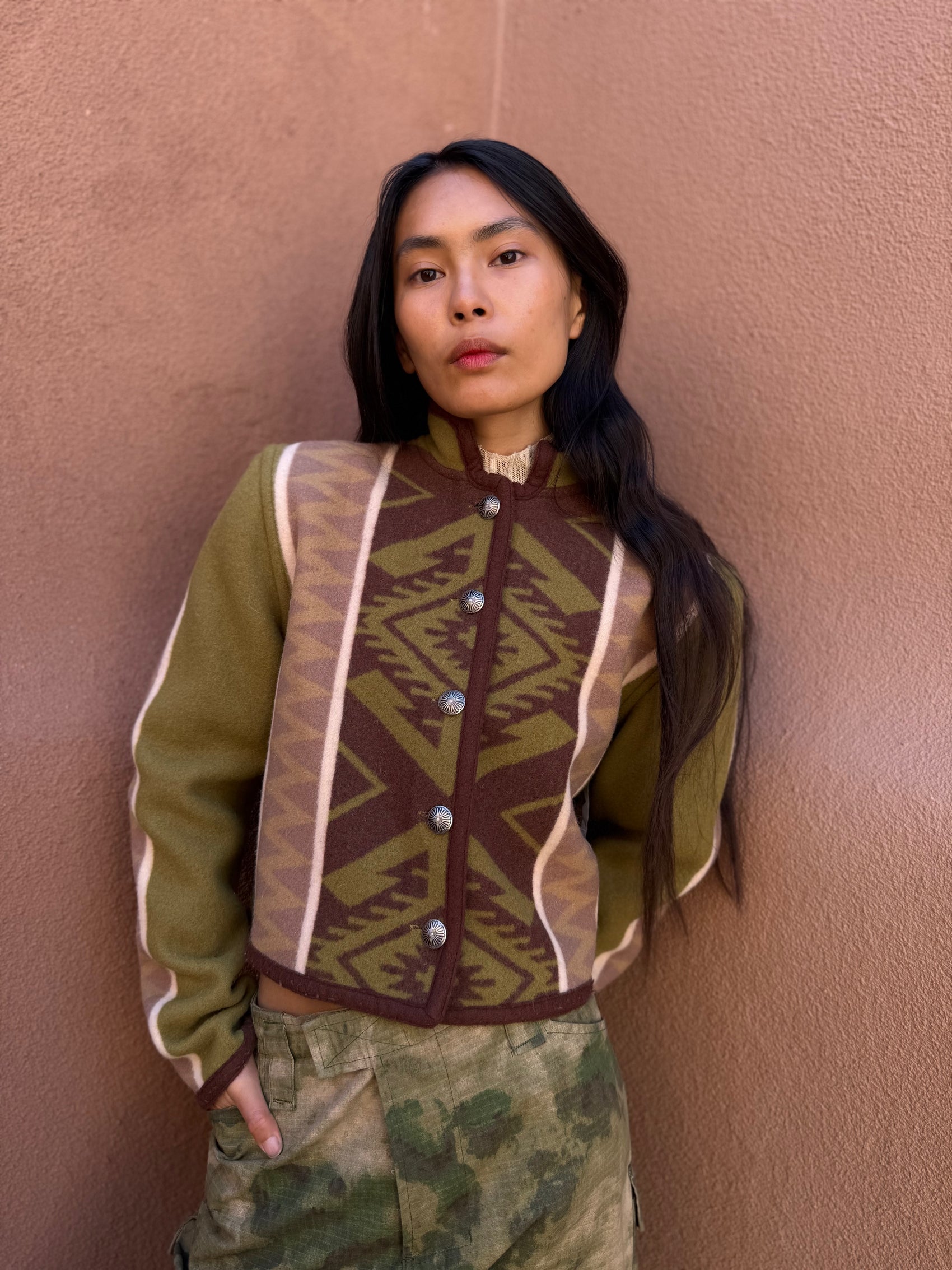 Vintage 80s Reversible Blanket Jacket