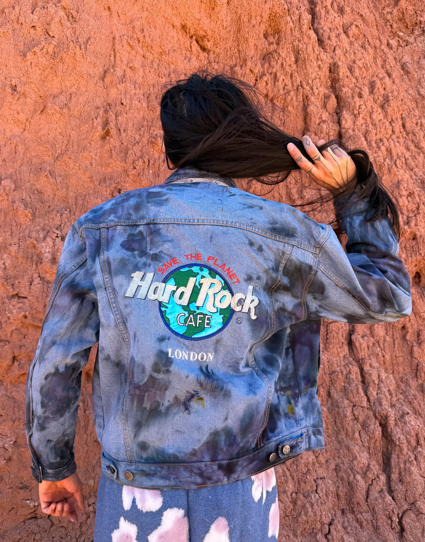 Upcycled 90s Vintage Hard Rock Denim Jacket 44 x 24
