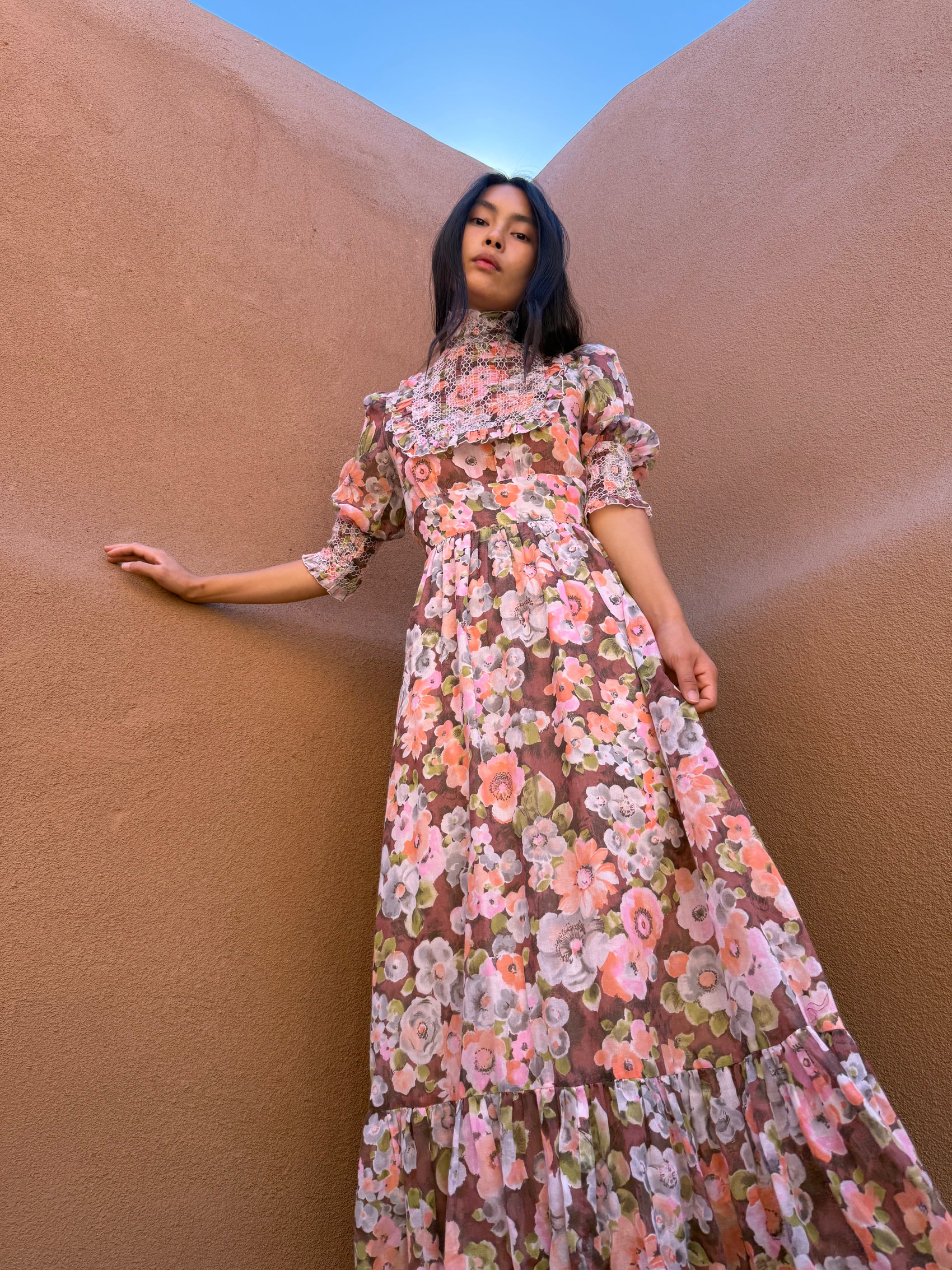 Vintage 70s Maxi Dress – Bohemian Floral Dream