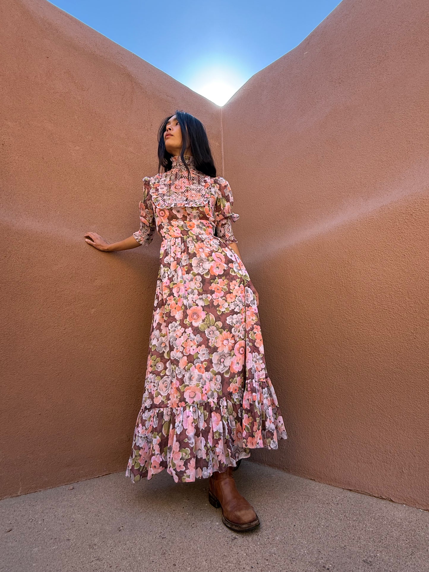 Vintage 70s Maxi Dress – Bohemian Floral Dream