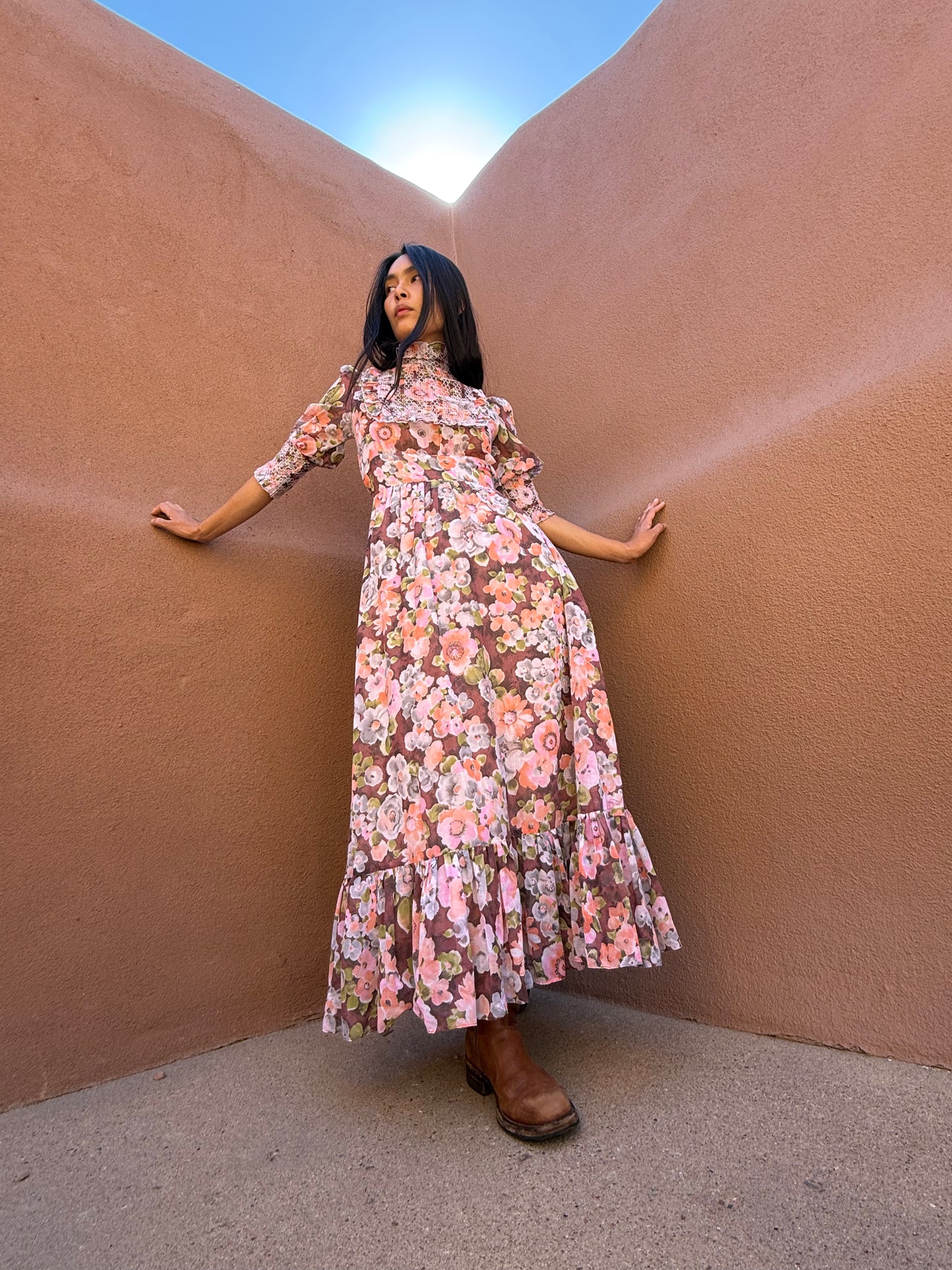 Vintage 70s Maxi Dress – Bohemian Floral Dream