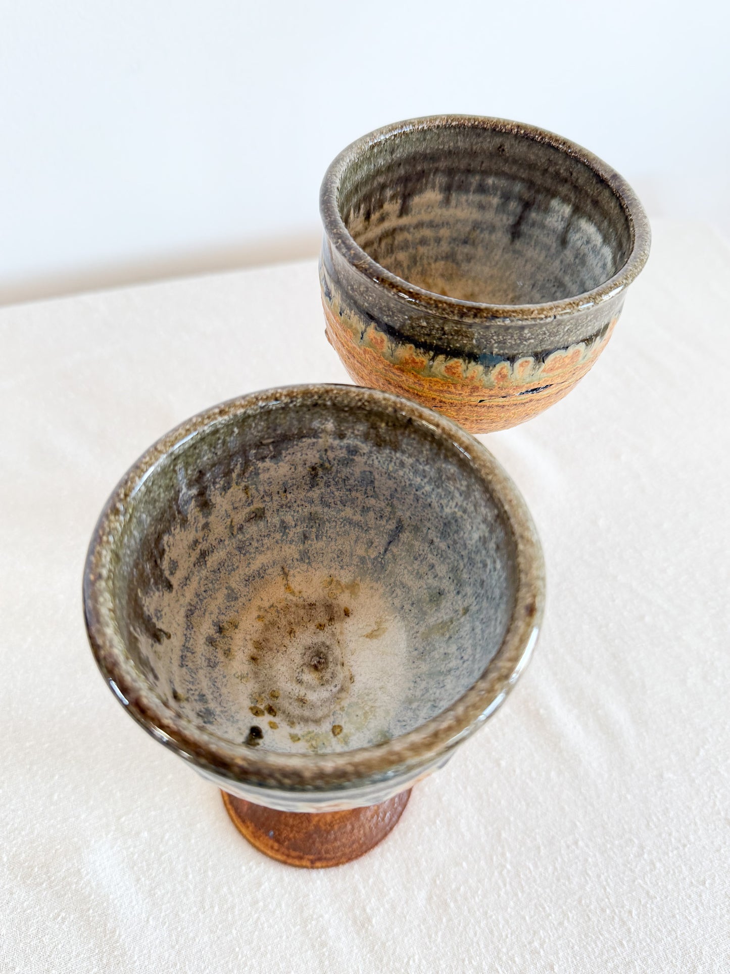 Vintage Stonewear Wine Goblets (Set of 2)