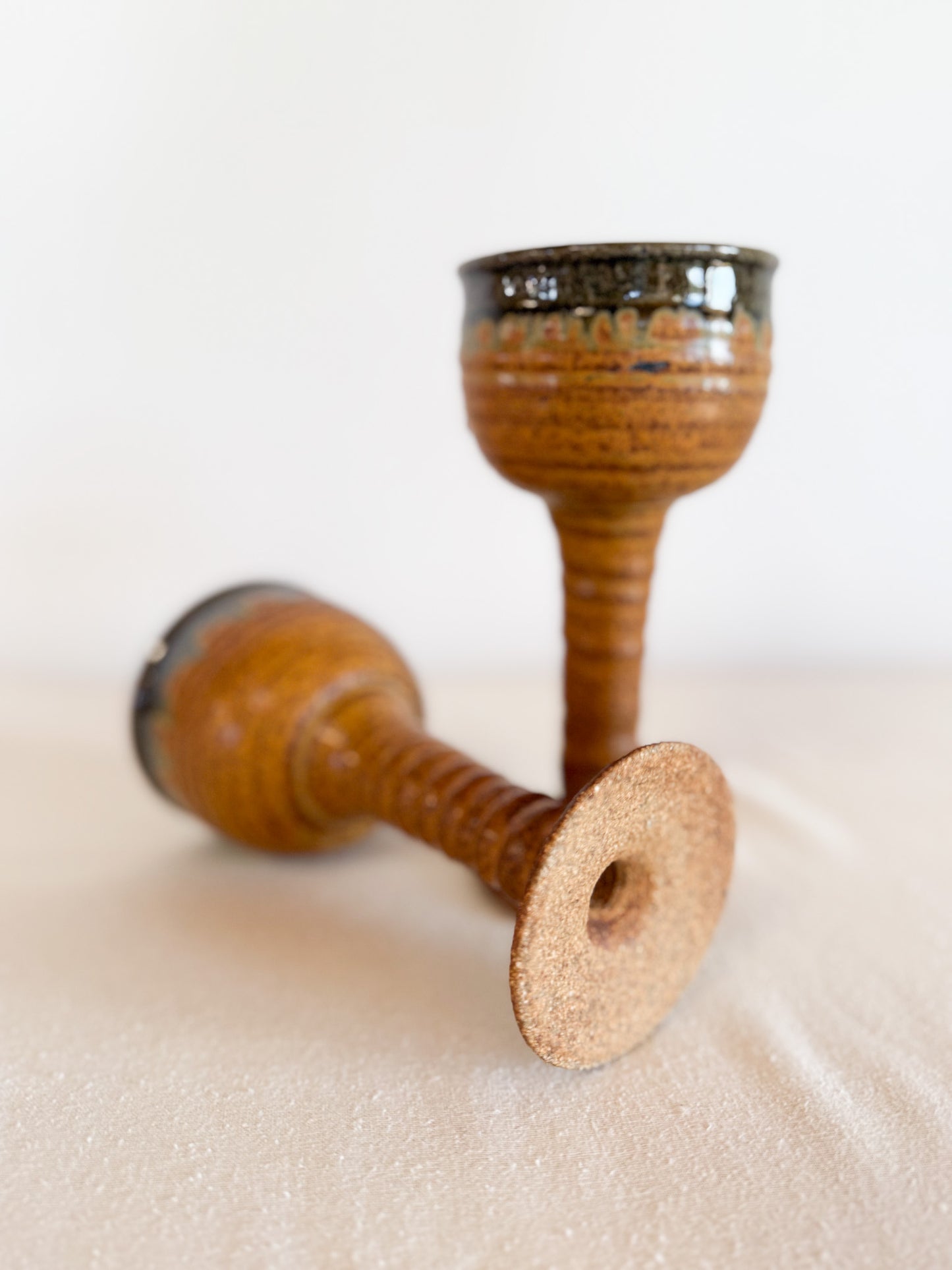 Vintage Stonewear Wine Goblets (Set of 2)