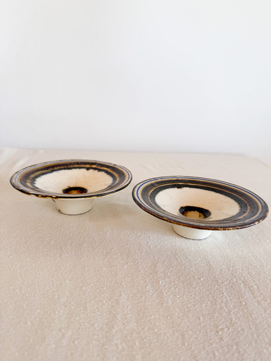 Vintage Ceramic Taper Holders (Set of 2)