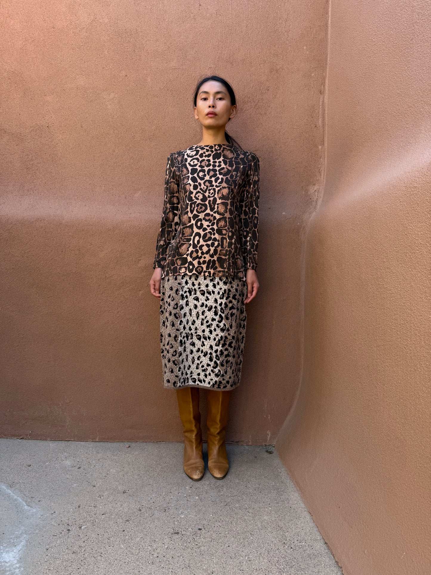 Vintage 80s Animal Print Top