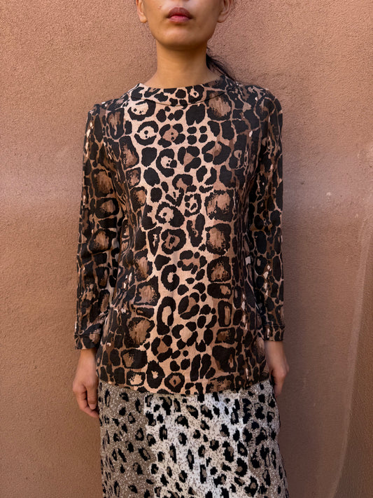 Vintage 80s Animal Print Top