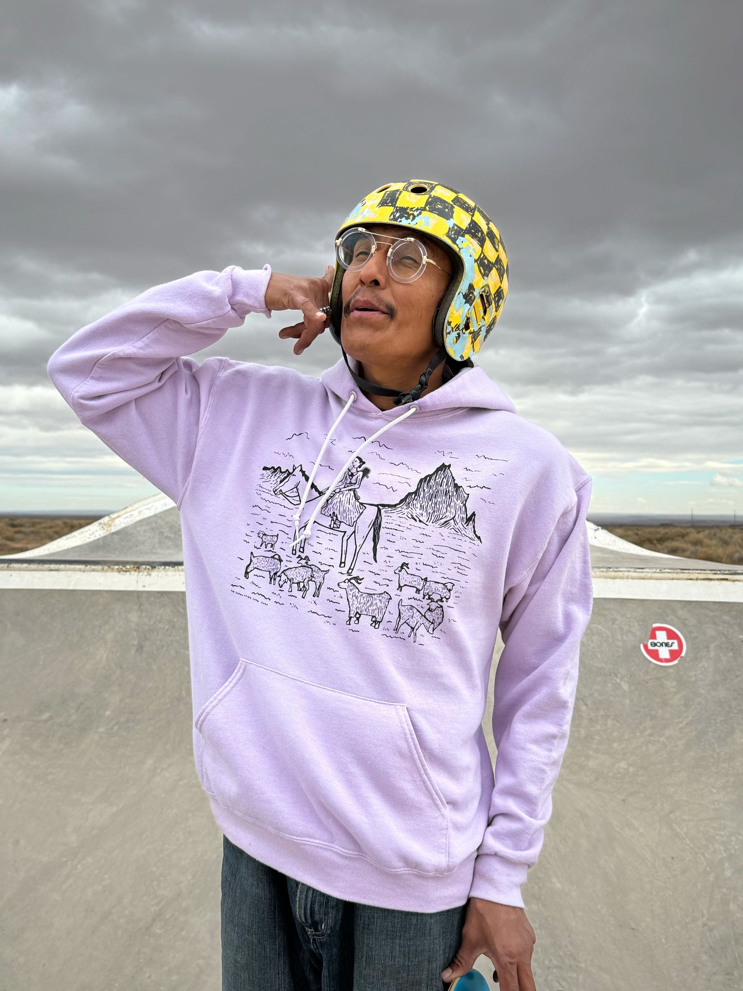"Sheep Herders Special" Hoodie by Shawnshine Harrison- Desert Lilac